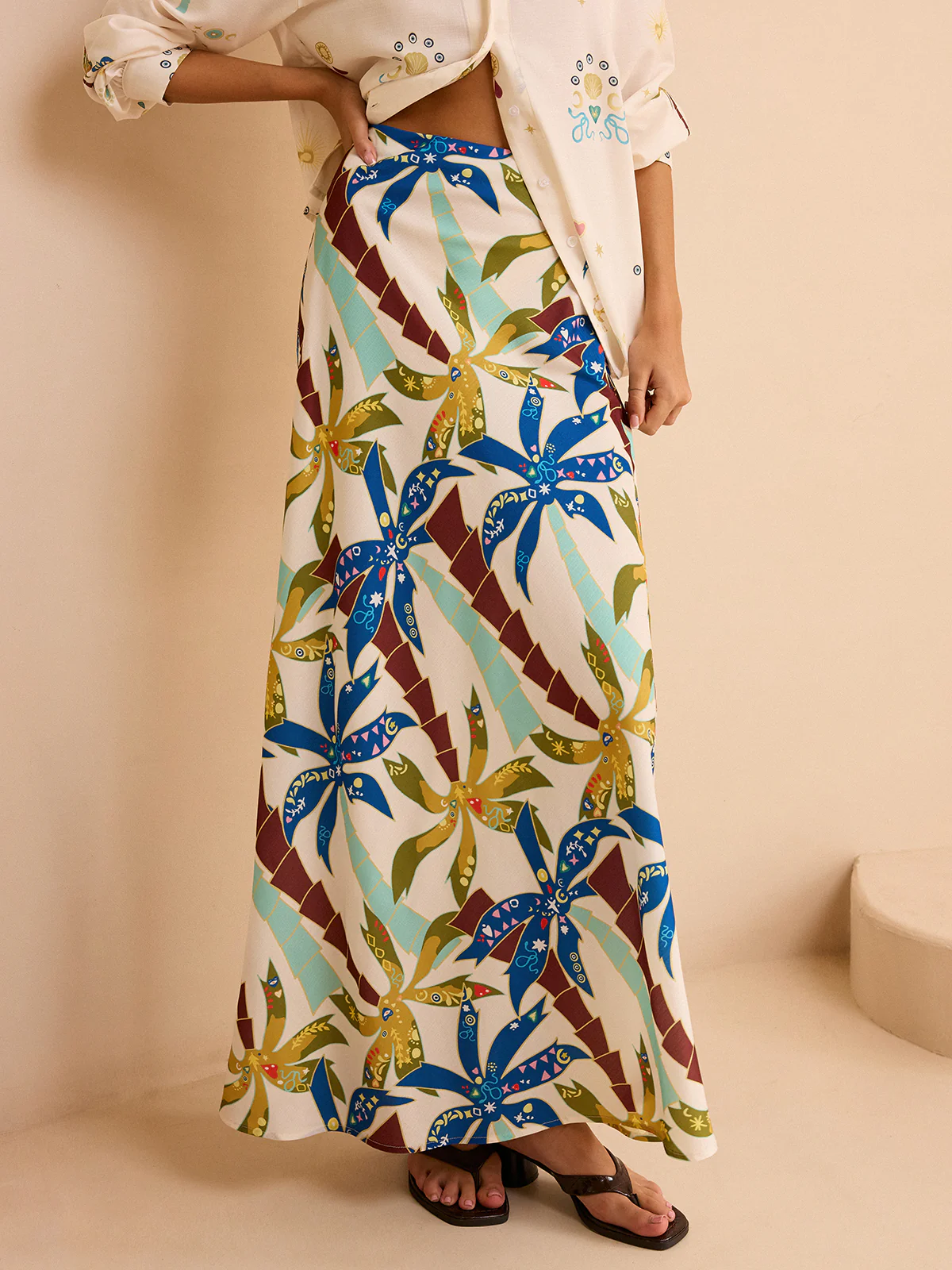 Tropical Print Maxi Skirt - Takermore