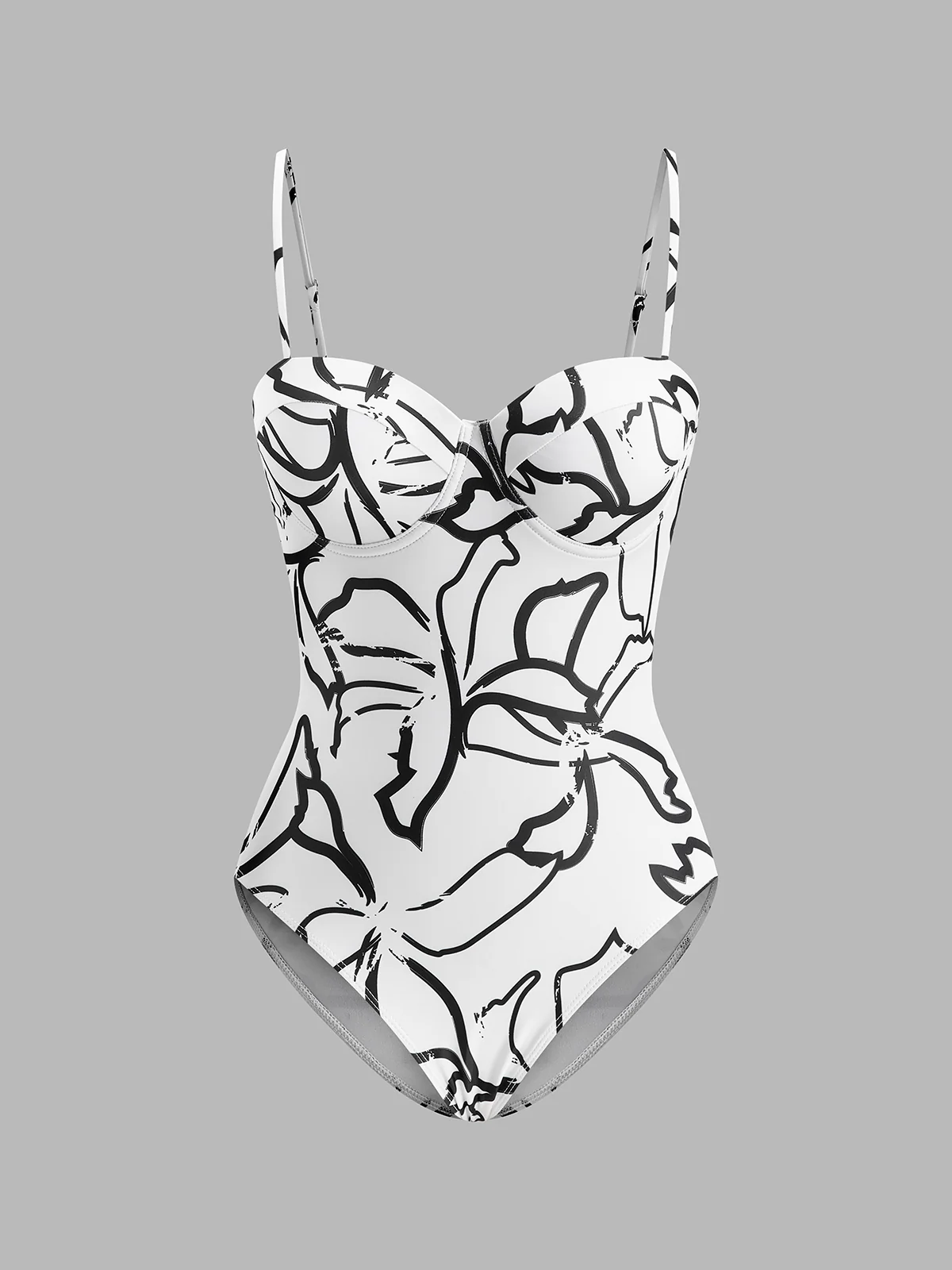 Abstract Print Spaghetti Strap One-Piece - Takermore