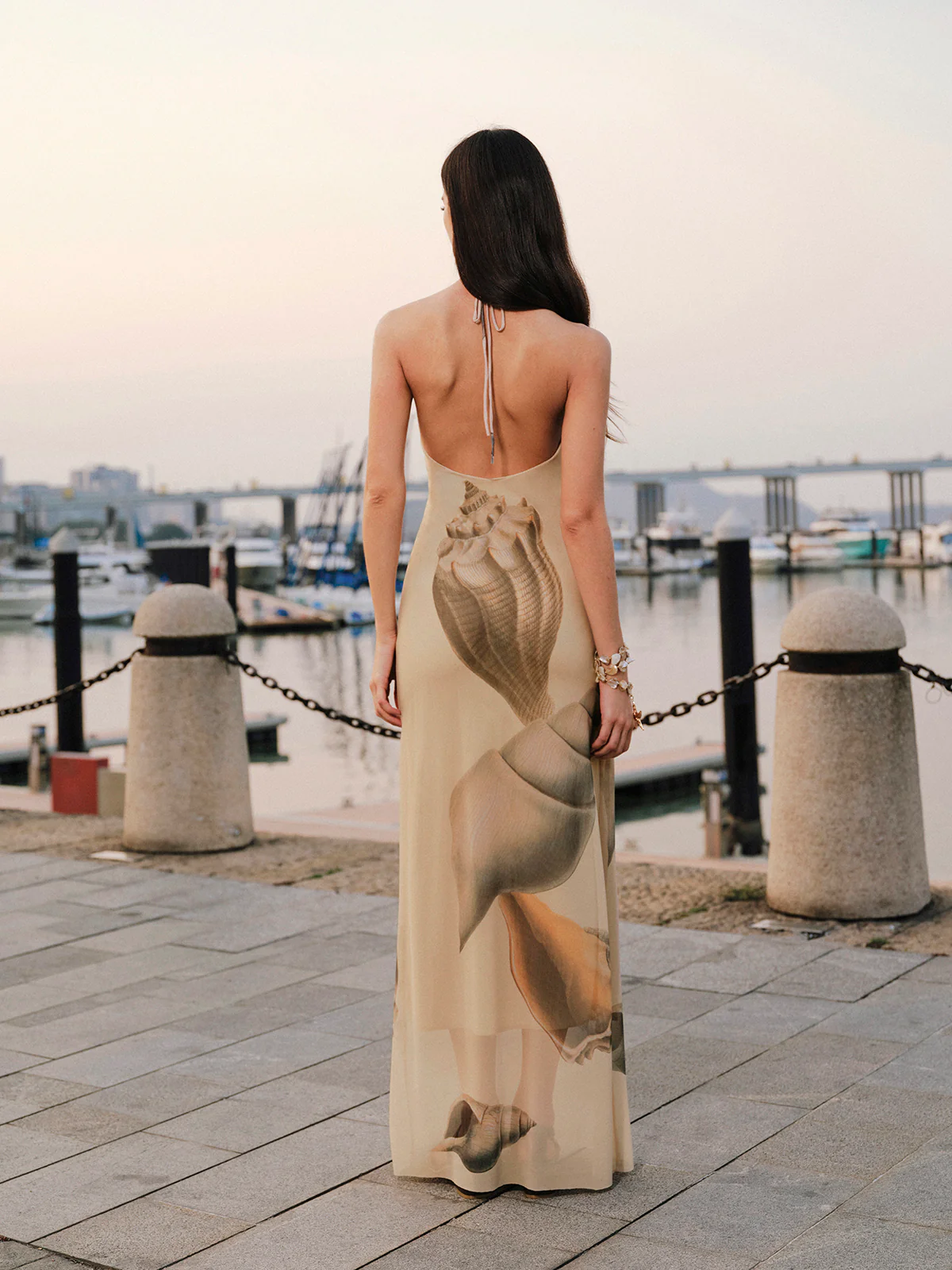 Mesh Halter Neck Backless Dress - Takermore