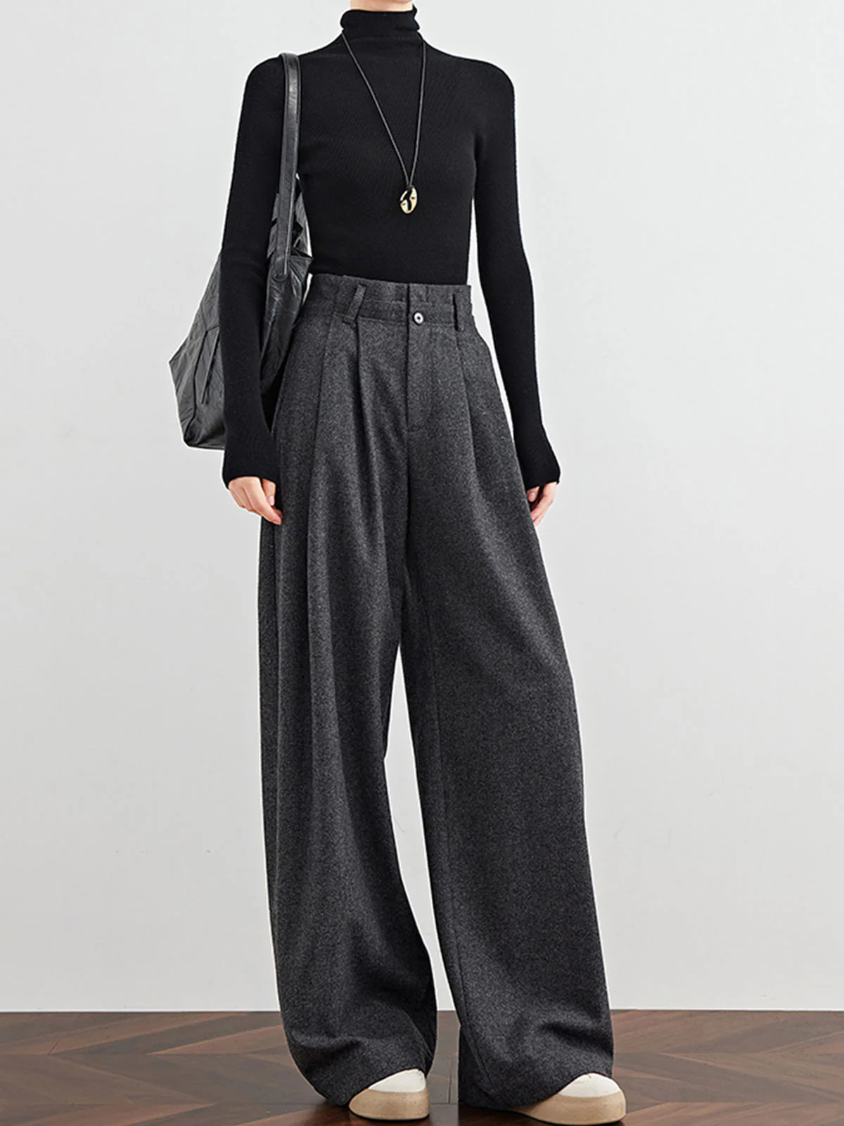 Wool-Blend Tweed Pleated Pants - Takermore