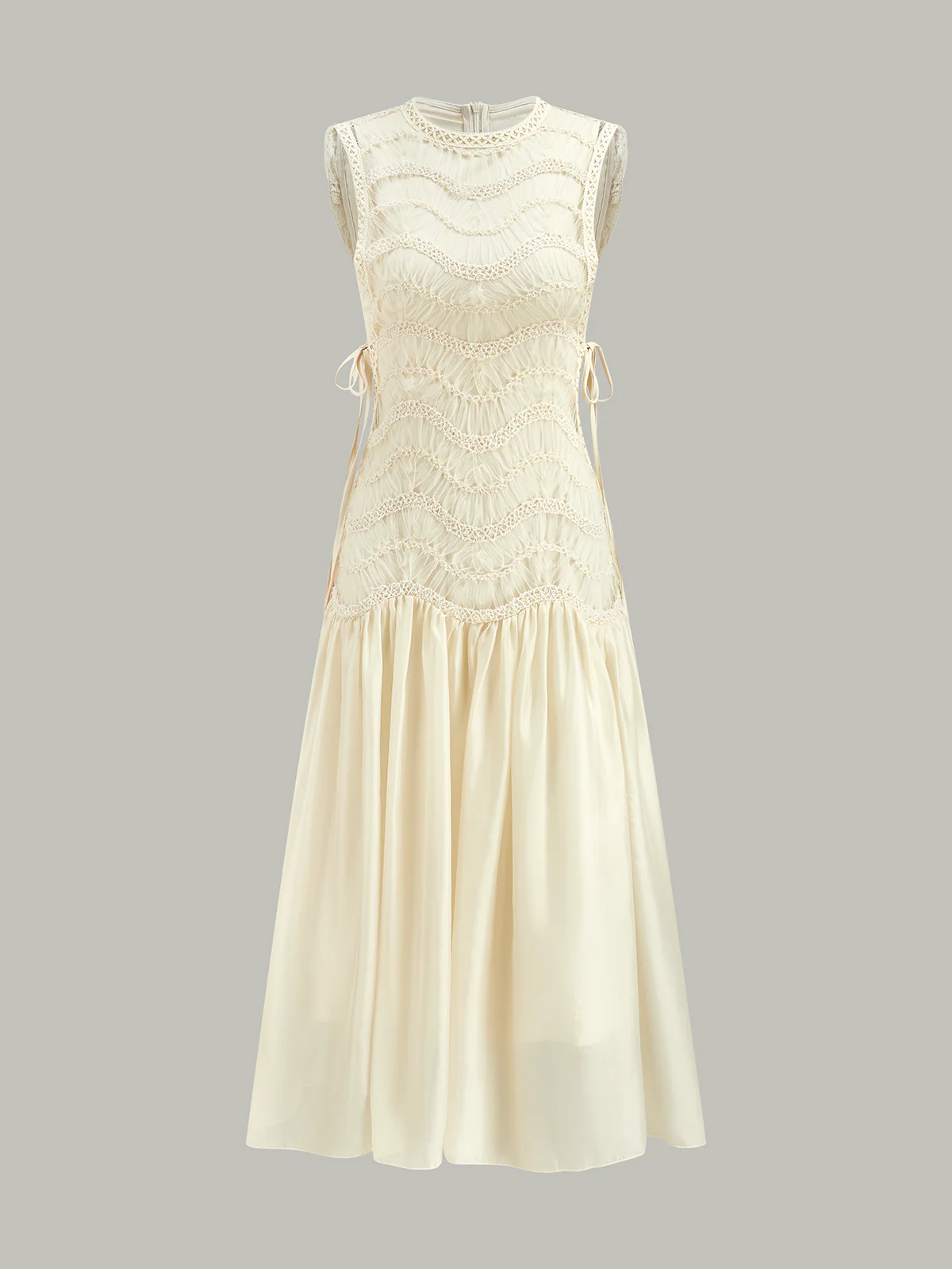 Textured Fabric Panel Tulle Dress - Takermore