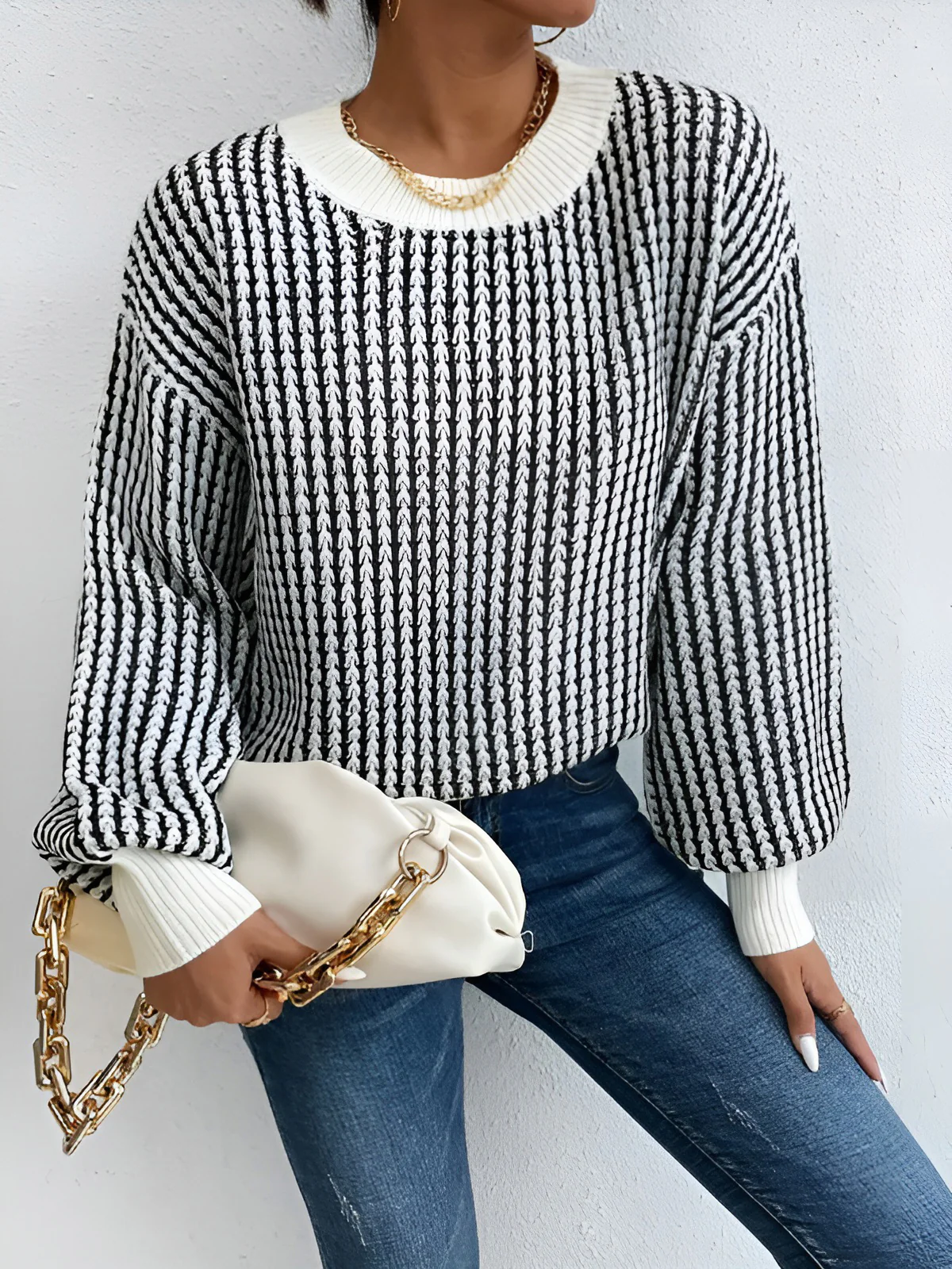 Color Block Striped Knit Top - Takermore