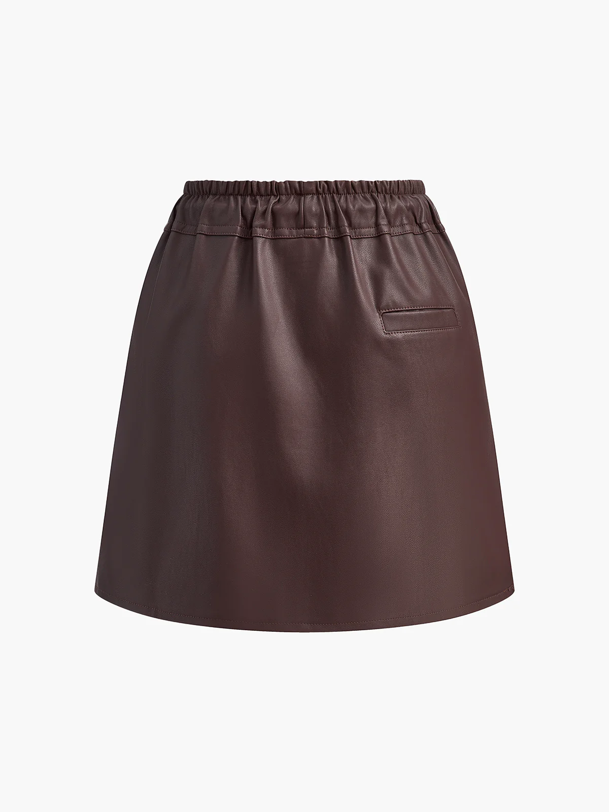 Drawstring Faux Leather Skirt - Takermore