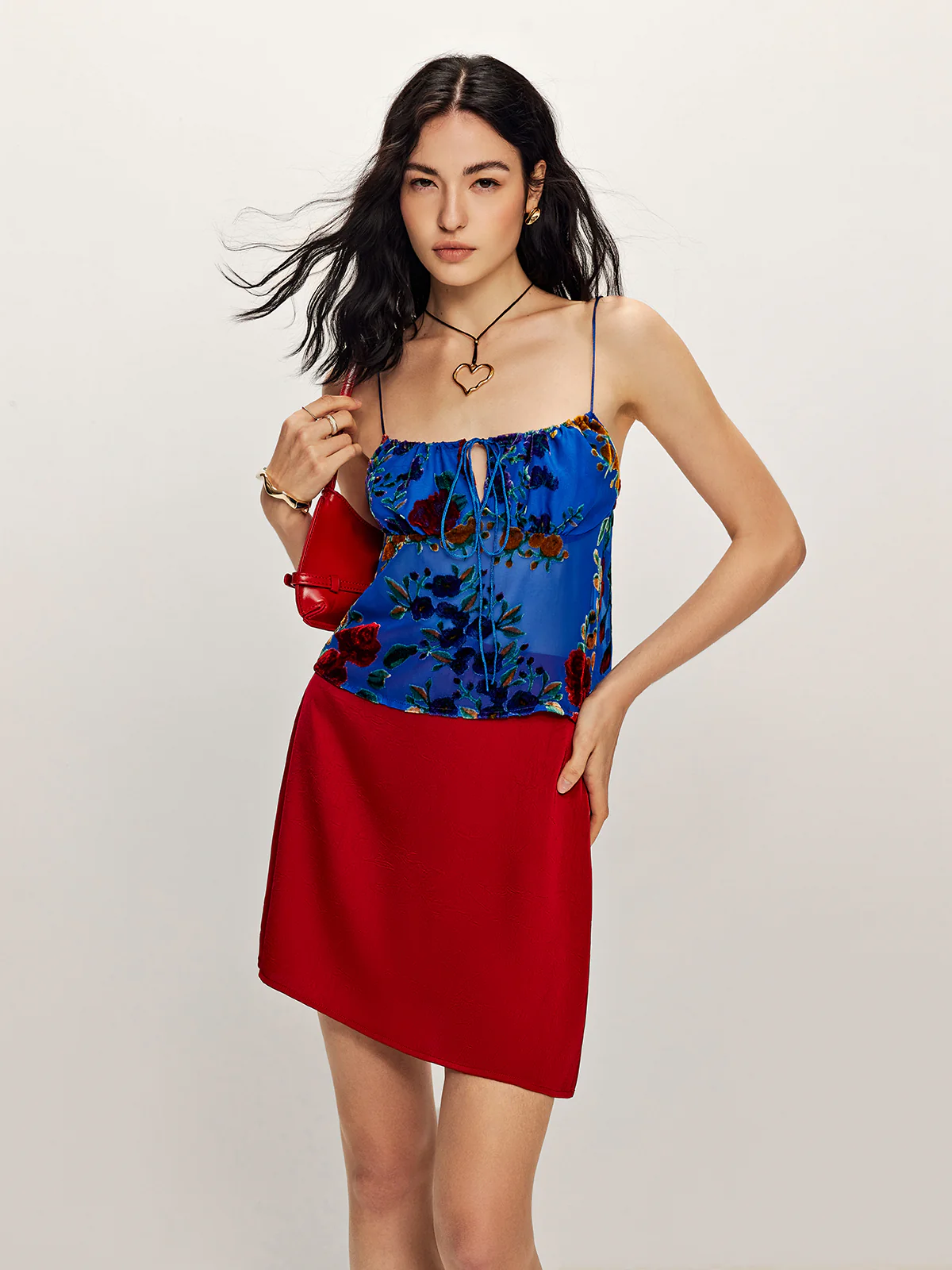 Printed Lace Up Cami Top - Takermore