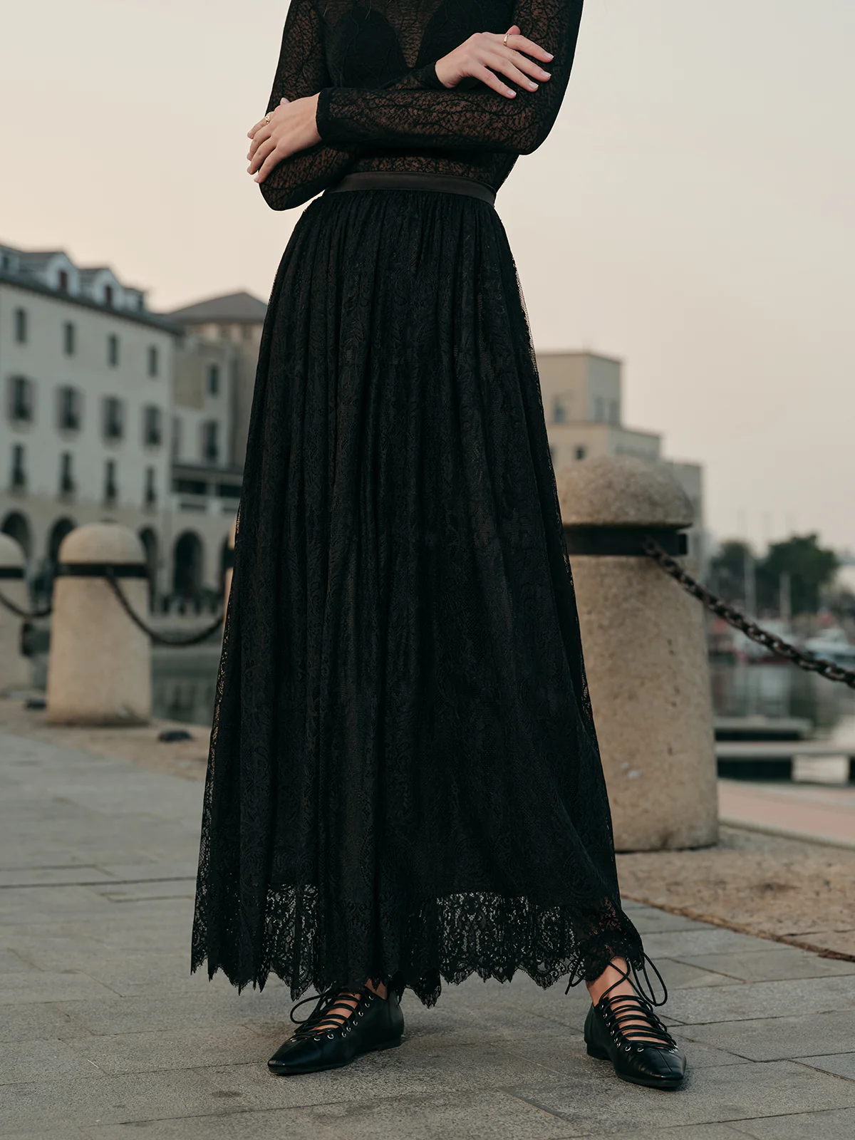 Lace Embroidered A-Line Skirt - Takermore