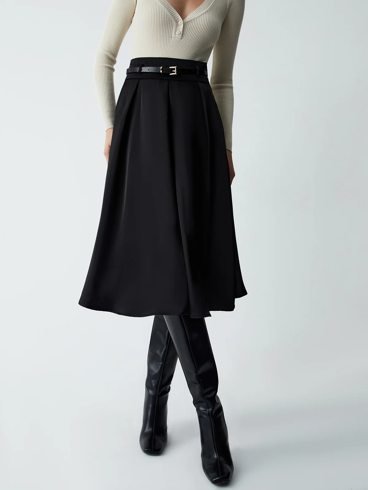 Old Money Aesthetics Belted Skirt - Takermore