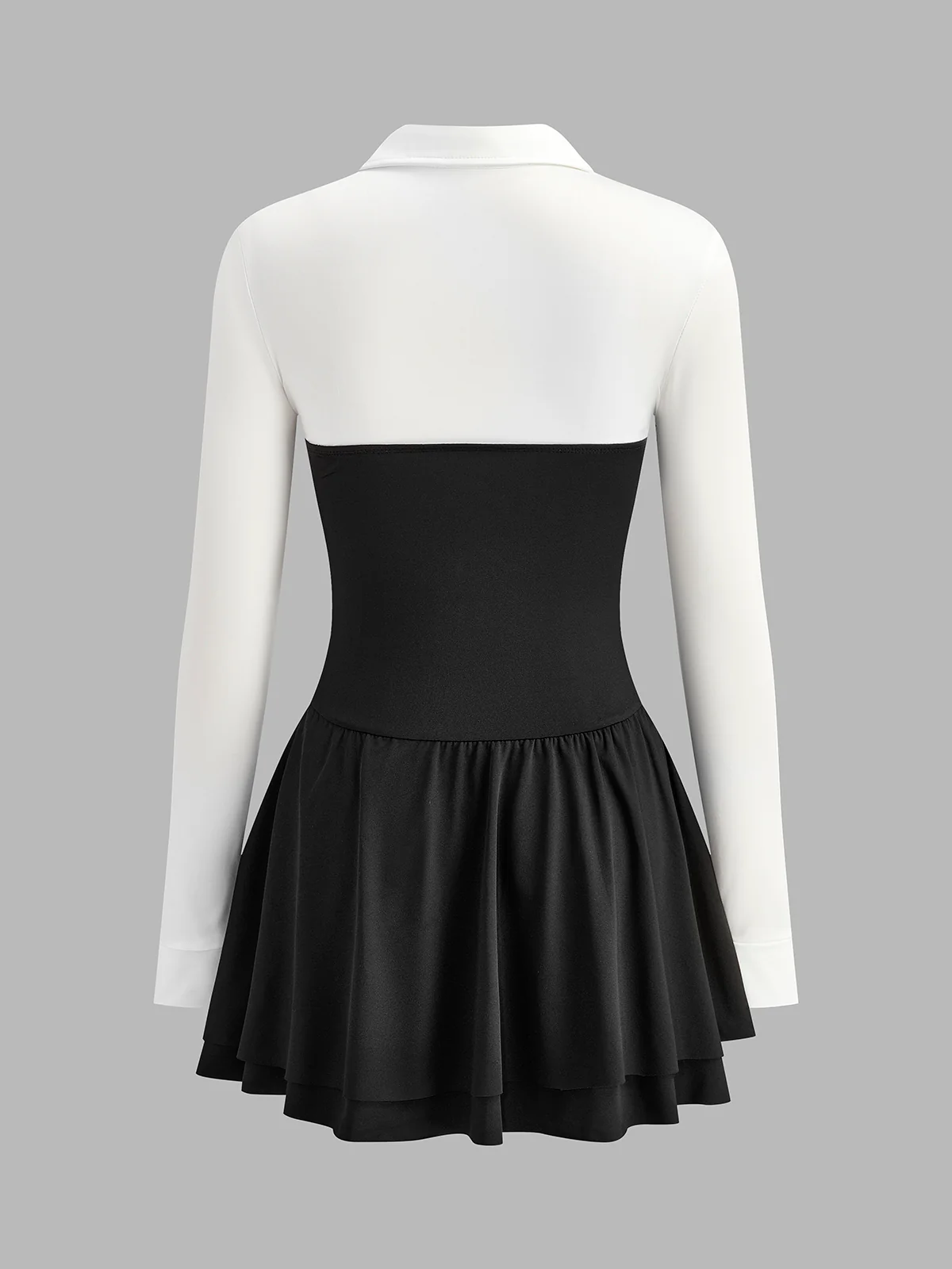 Color Block Pleated Panel Polo Dress - Takermore