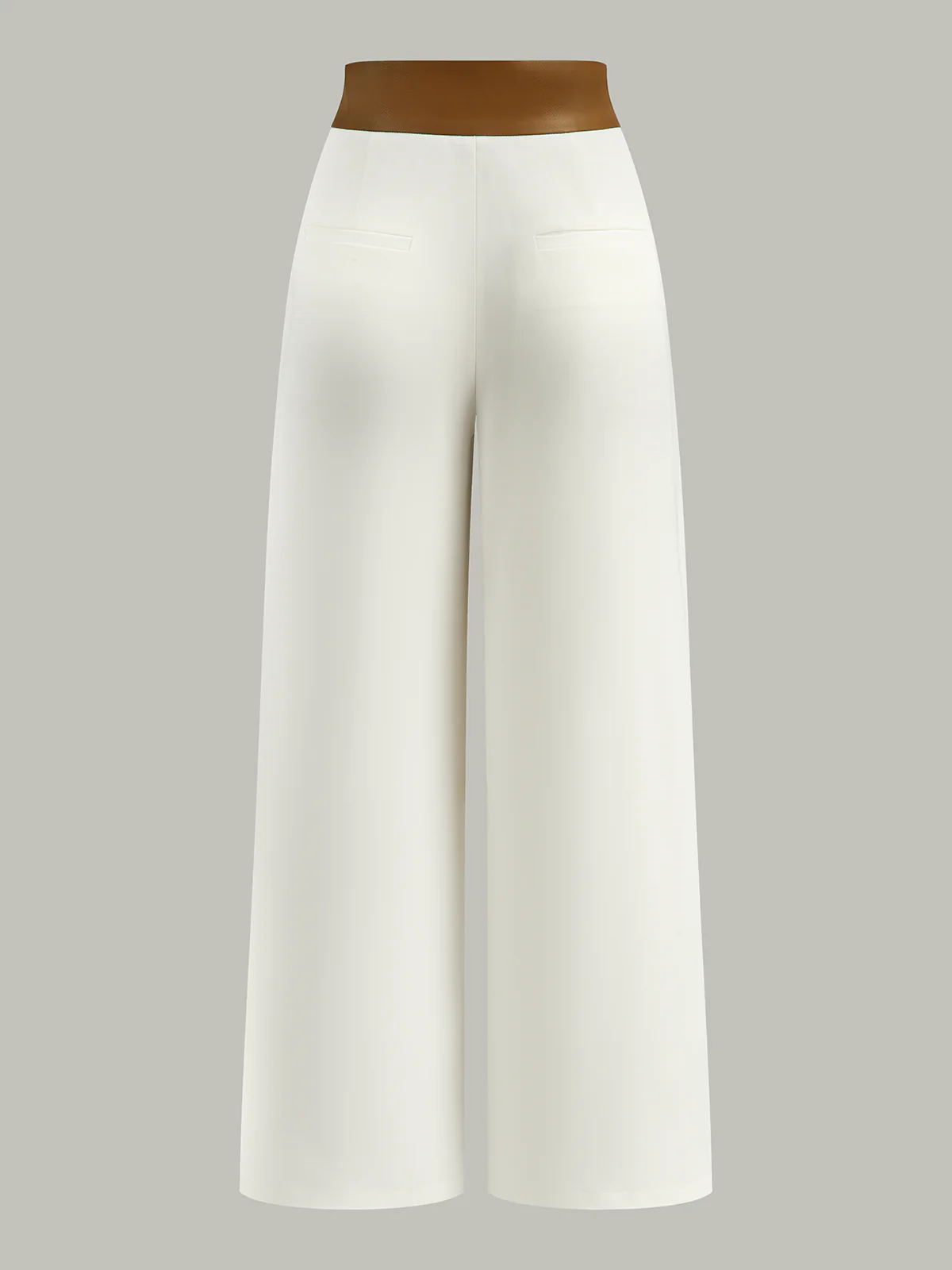 Faux Leather 2-Tone Waist Wide-Leg Pants - Takermore