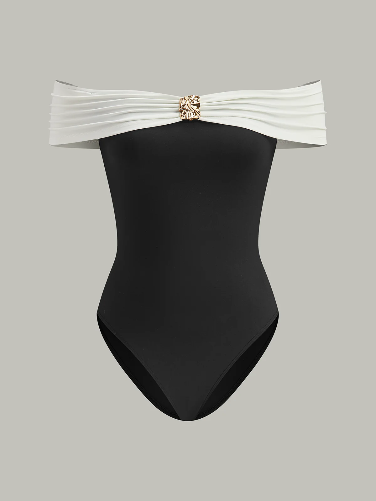 Metal Decor Off-Shoulder Bodysuit - Takermore