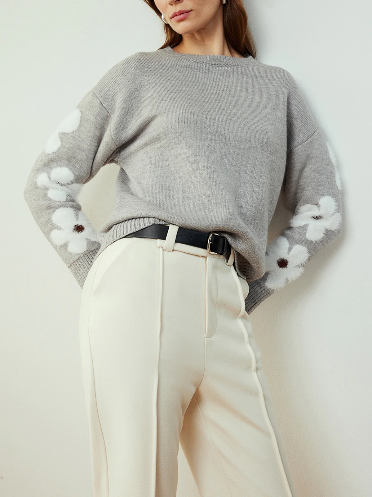 Jacquard Floral Knit Top - Takermore