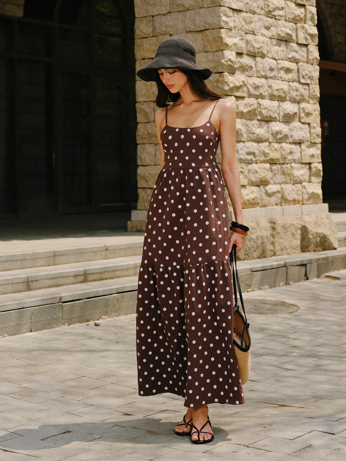 Cotton Backless Polka Dot Dress - Takermore