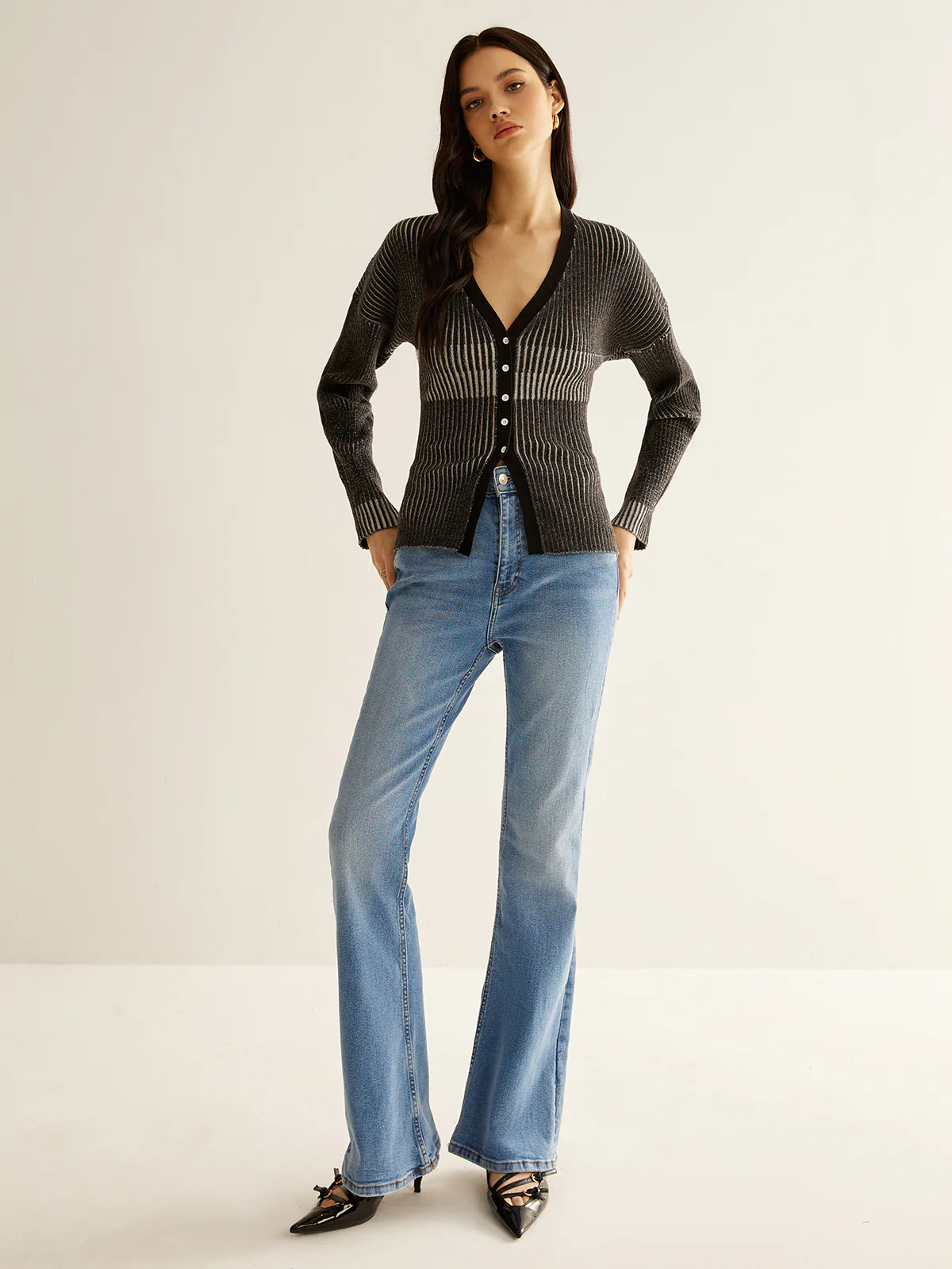 Ombre Button Slim Cardigan - Takermore
