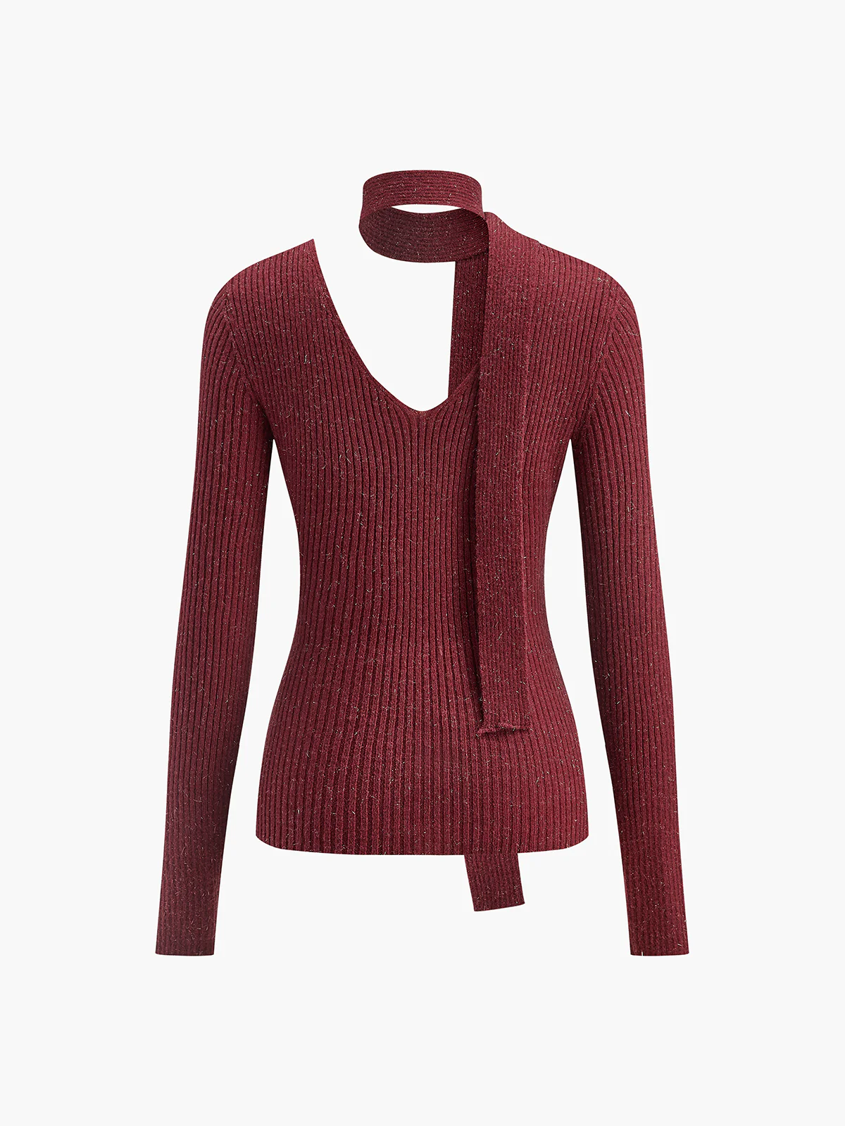 V-Neck Ribbon Sweater - Takermore