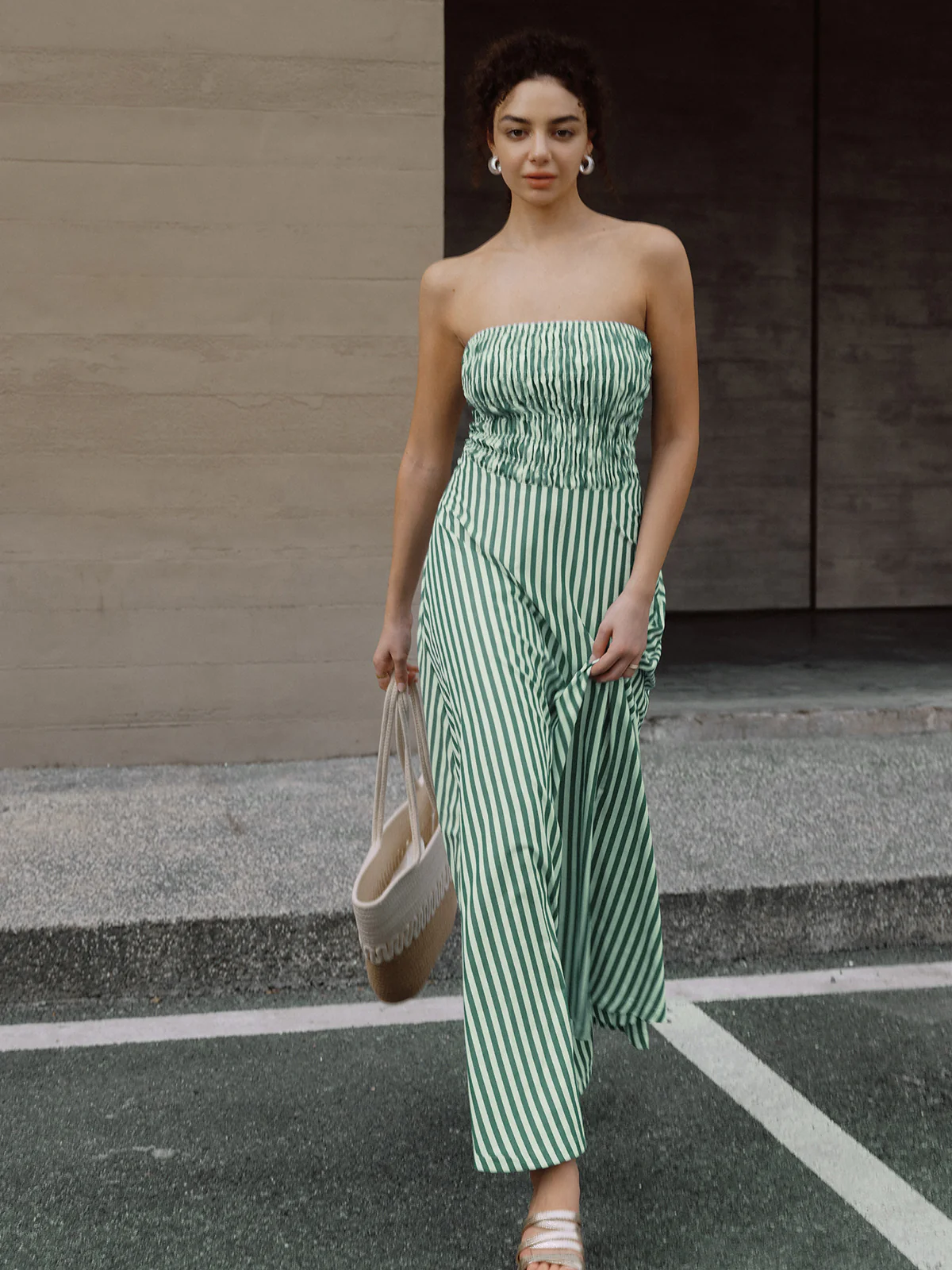 Striped Tube Long Dress - Takermore
