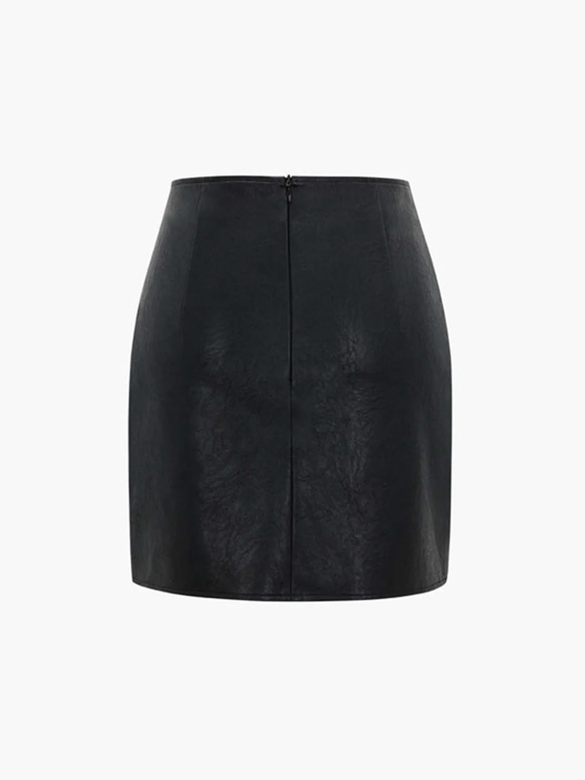 Faux Leather Patchwork Pleated Mini Skirt - Takermore