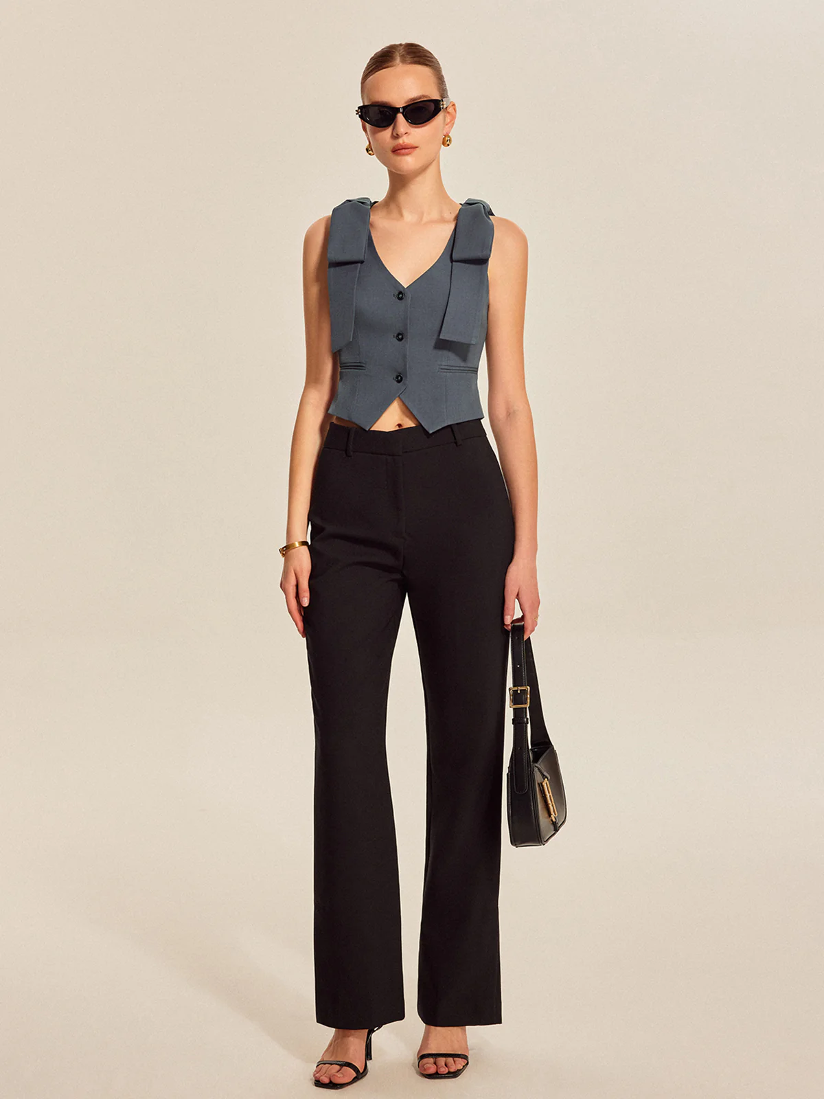 Bow Shoulder Tailored Vest - Takermore