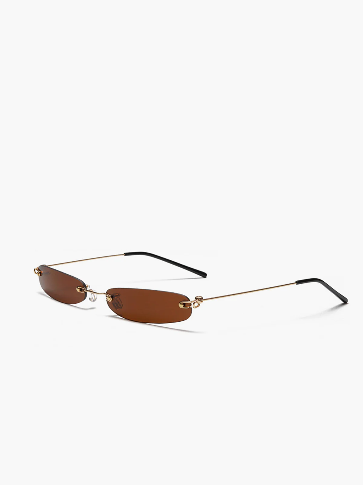 Narrow Rimless Rectangular Sunglasses - Takermore