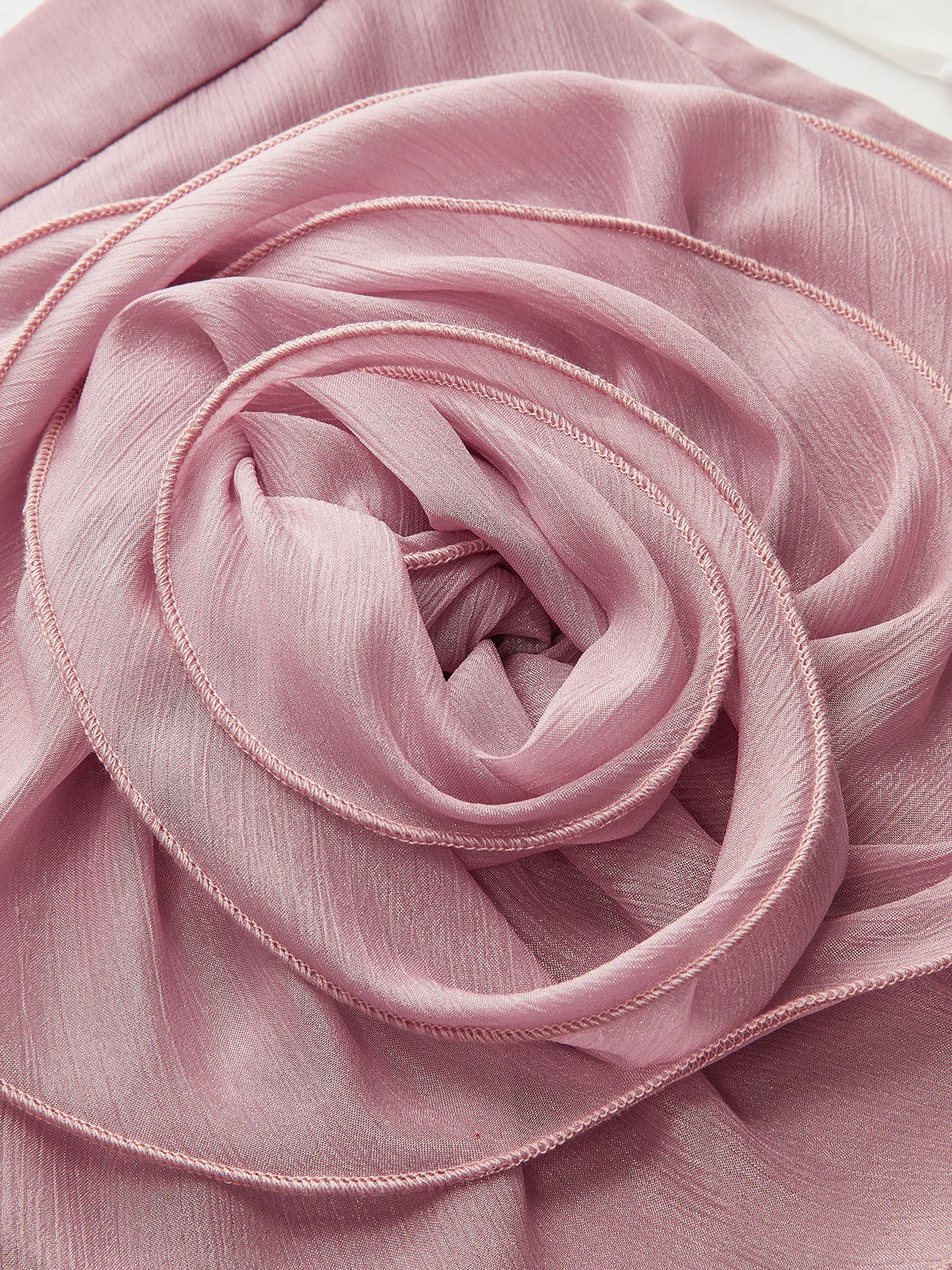 Semi-Sheer Chiffon Draped Skort With 3D Rosette - Takermore