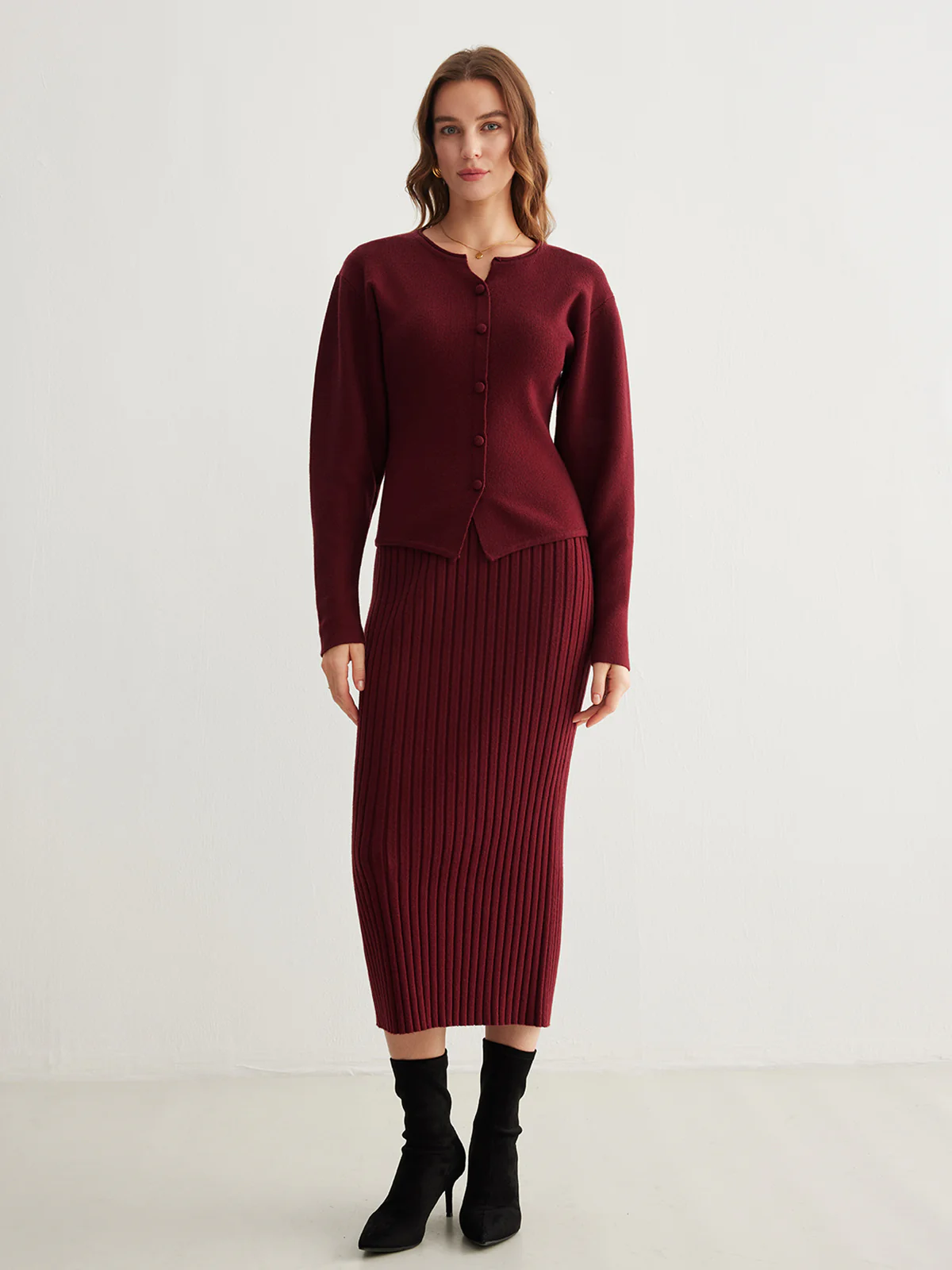 Minimalist Ribbed Sweater Skirt - Takermore