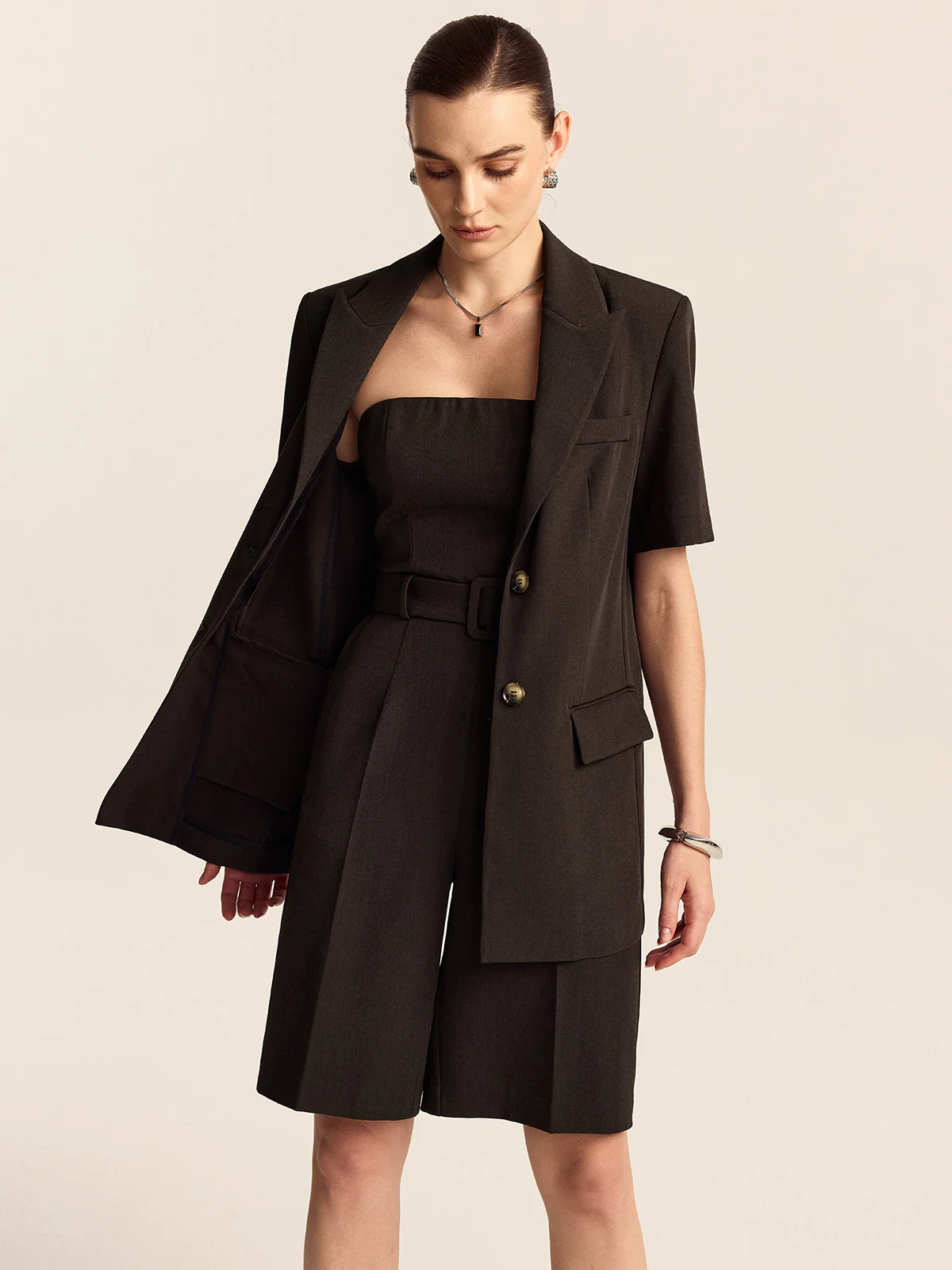 Oversized Short-Sleeved Blazer - Takermore