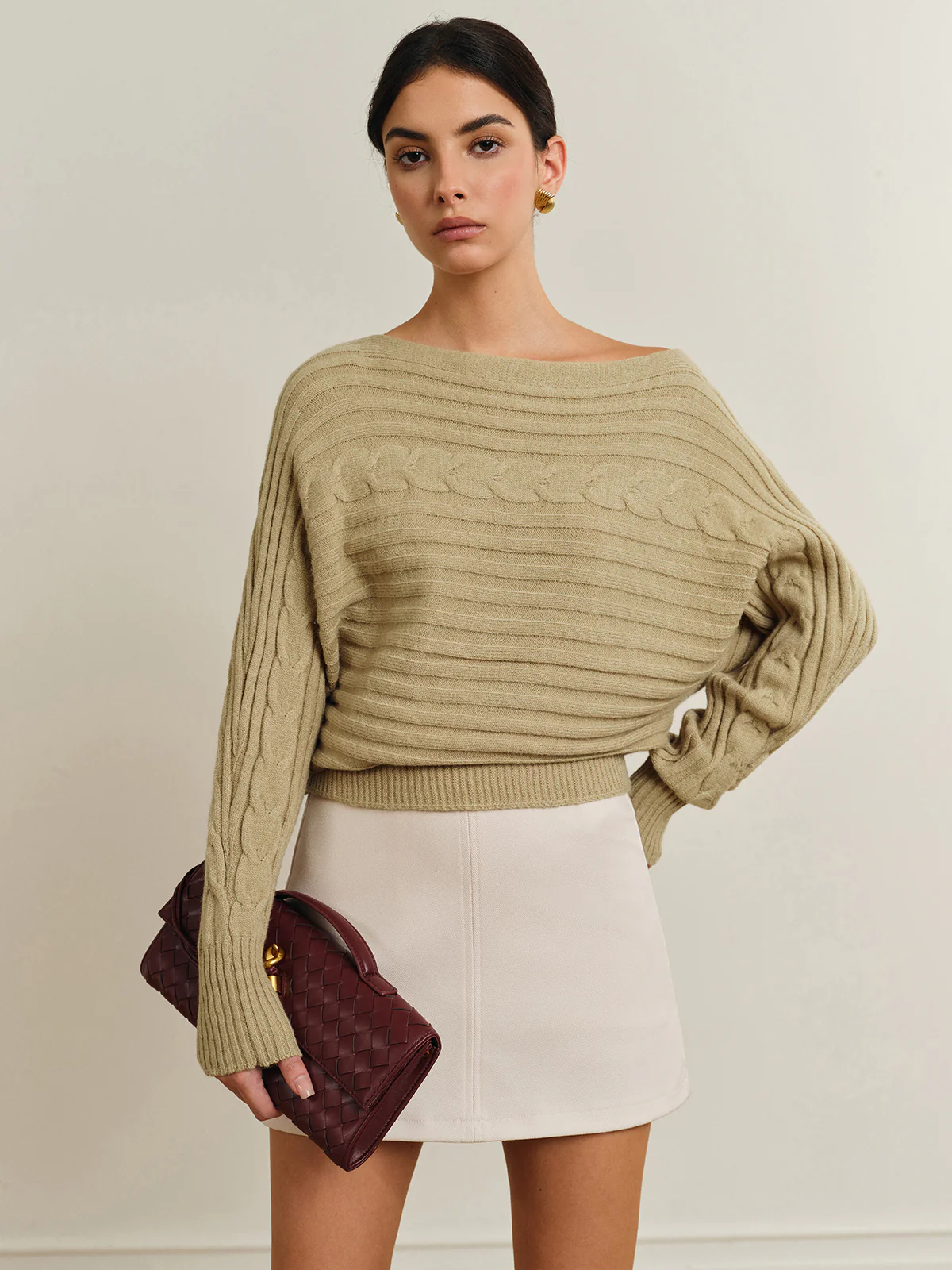 Straight Neck Twist Sweater - Takermore