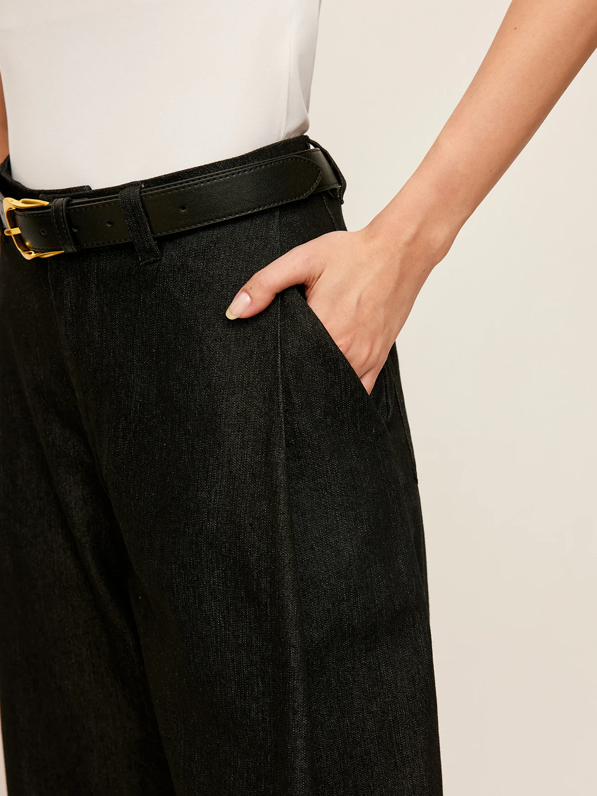 Mid-Waist Pockets Pants Without Belt - Takermore