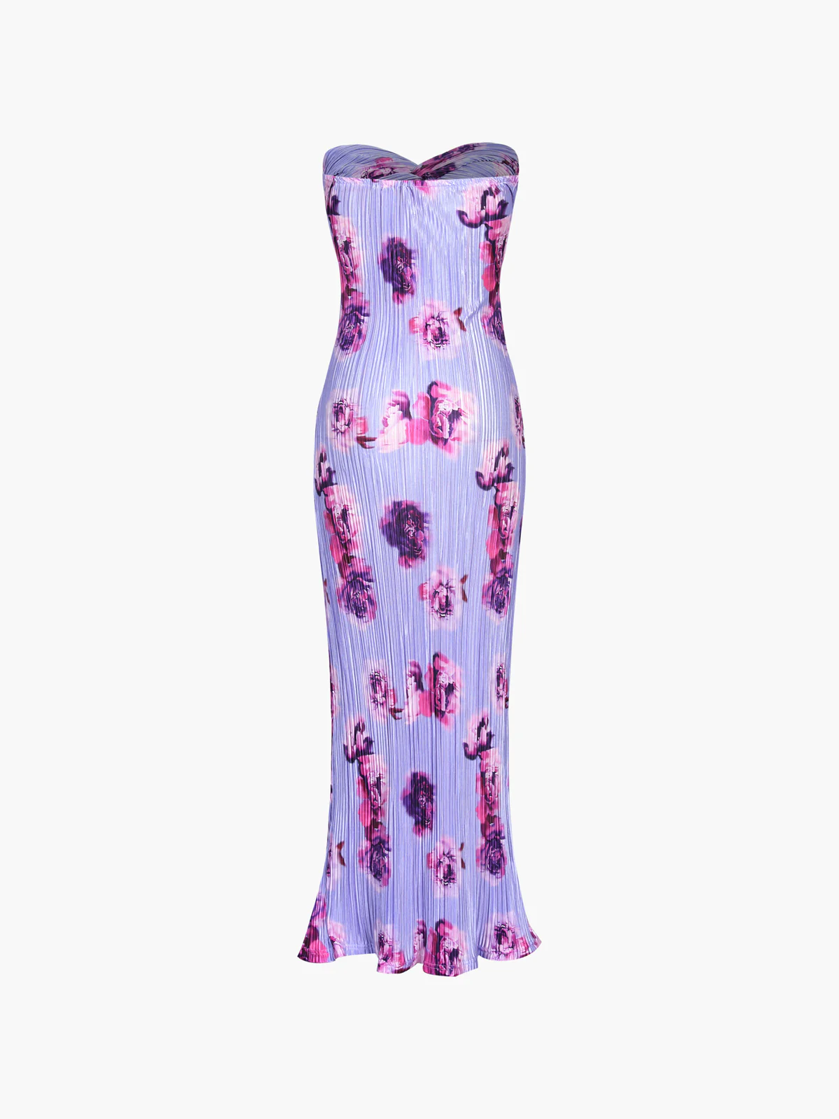 Floral Plisse Twist Tube Long Dress - Takermore