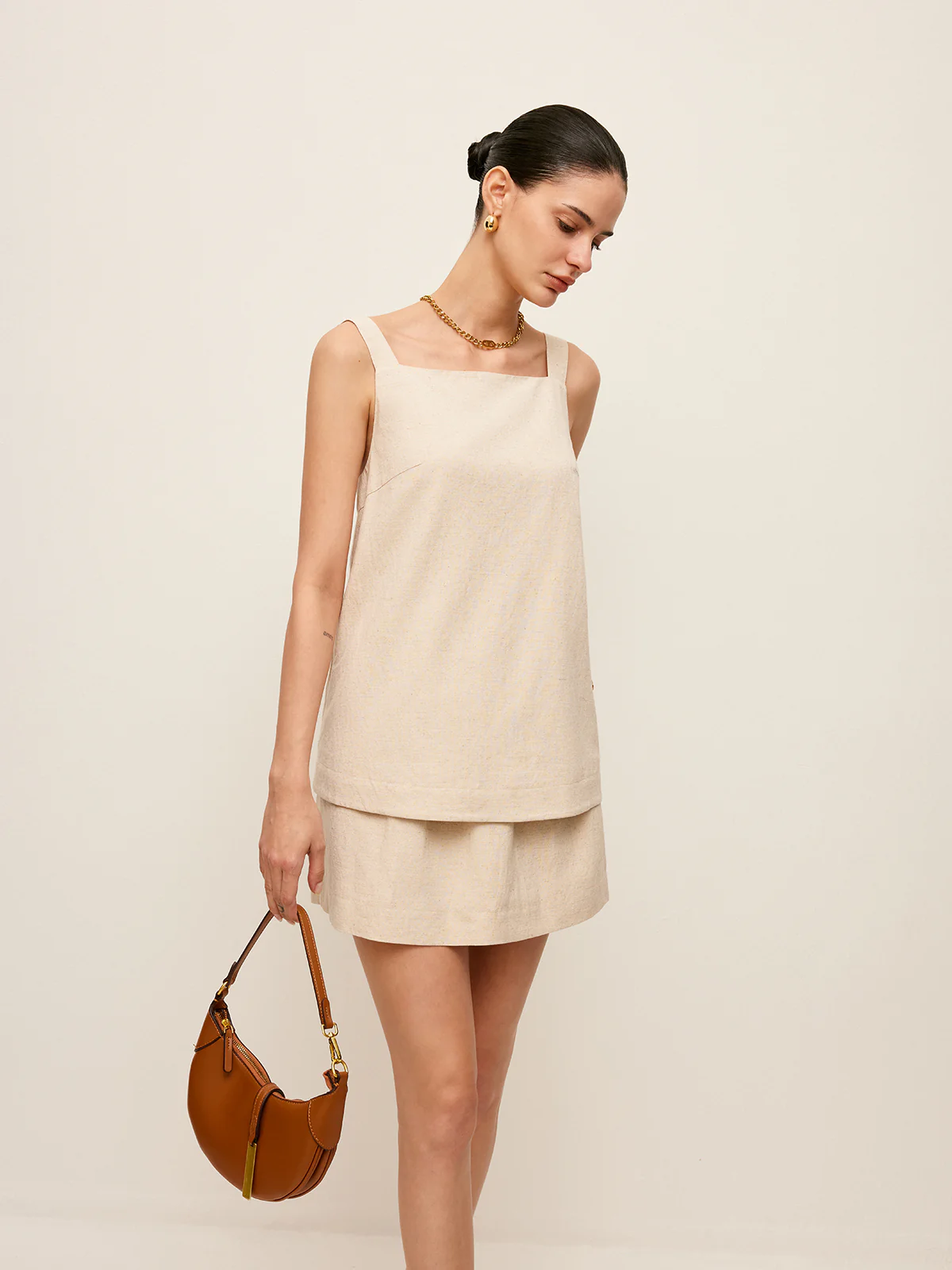 Back Tie Detail Top With Skirt Set - Takermore