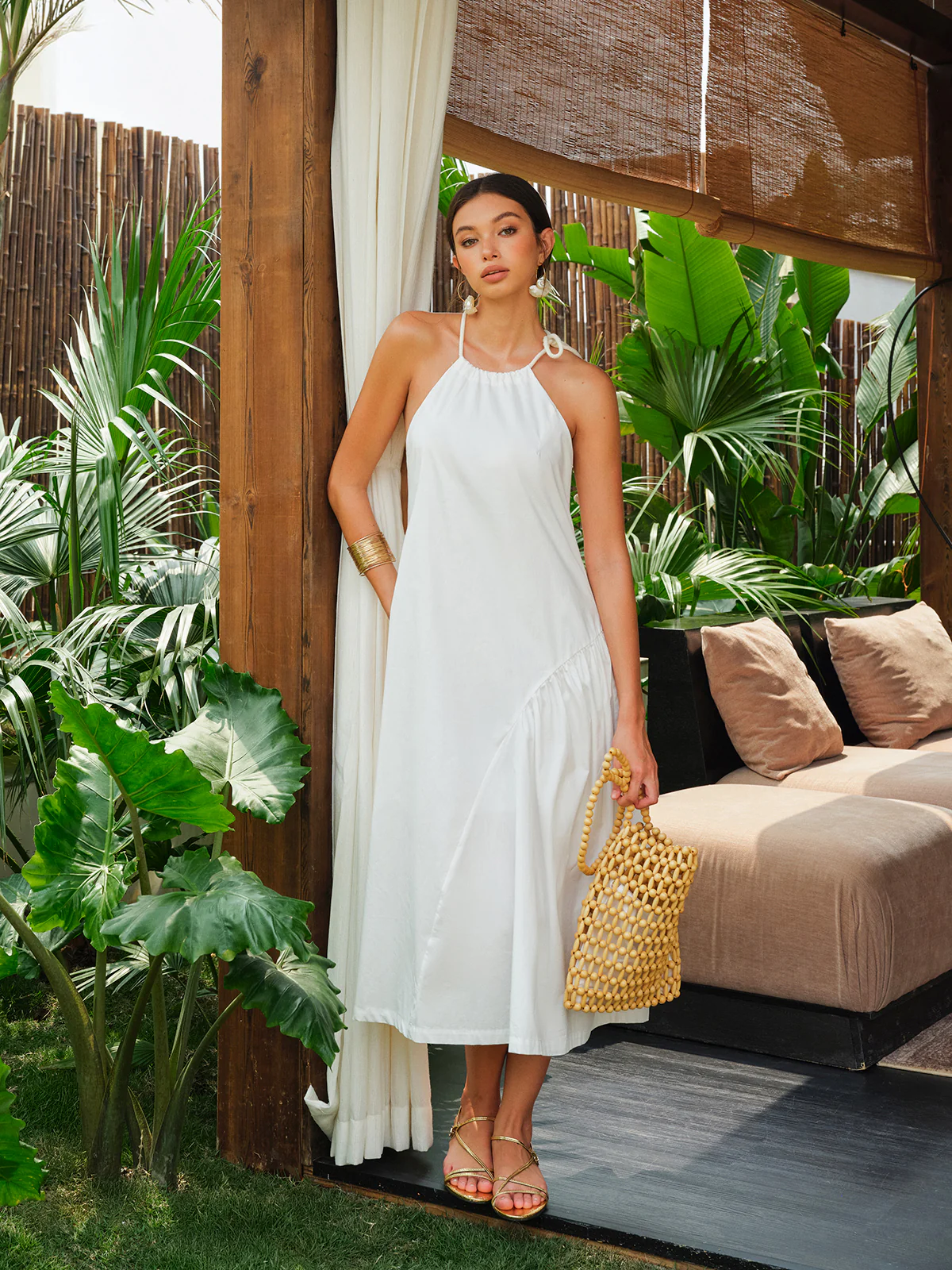 Macrame Back Halter Dress - Takermore