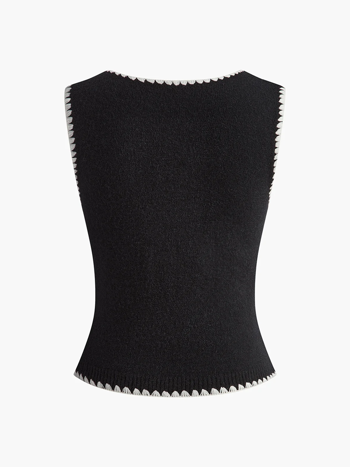 Contrast Trim Bow Sweater Vest - Takermore
