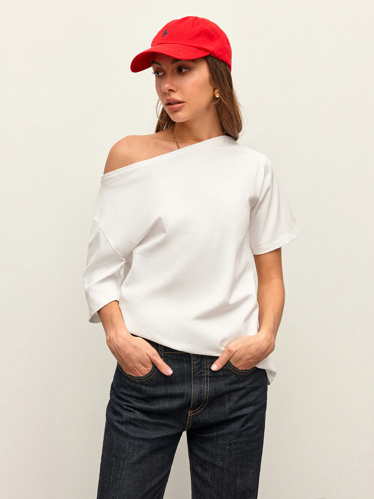 Cotton Off-Shoulder T-Shirt - Takermore