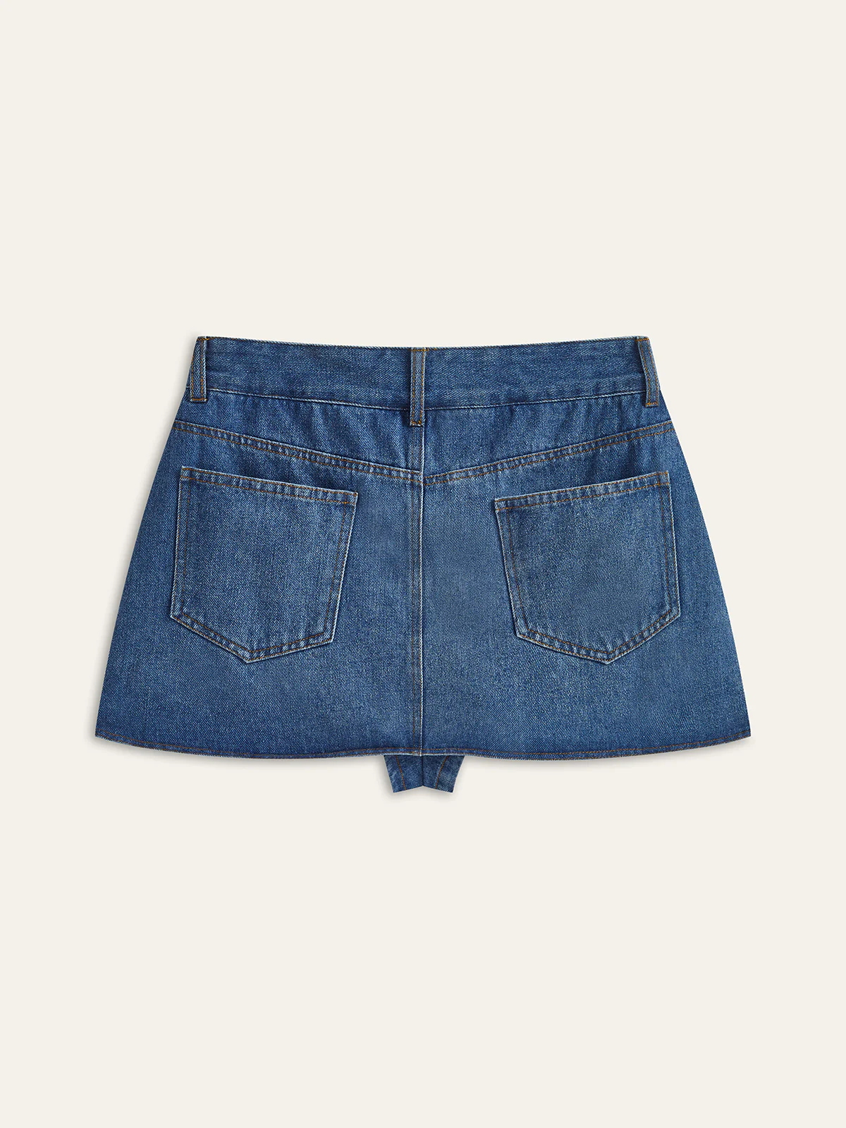Pocketed Asymmetric Denim Skirt - Takermore