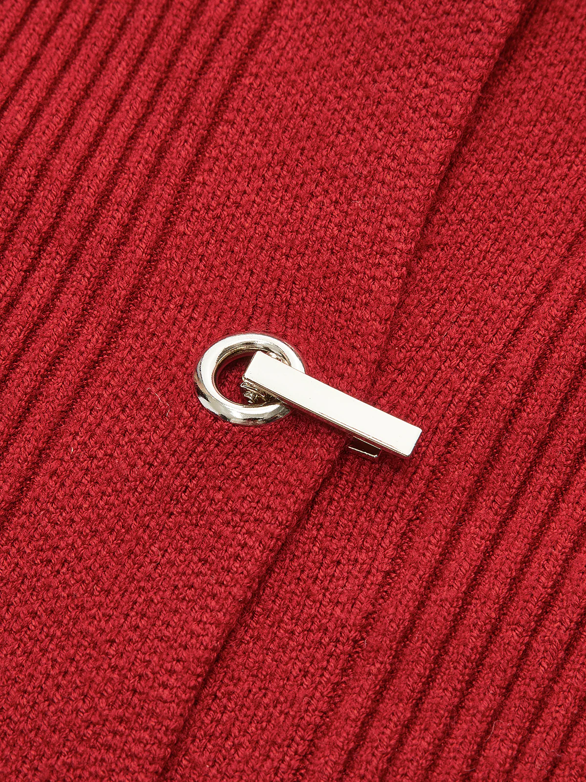 Ribbed Metal Design Polo Cardigan - Takermore