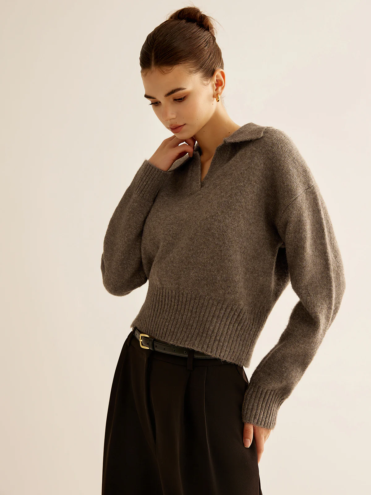 Wool-Blend Polo Sweater - Takermore