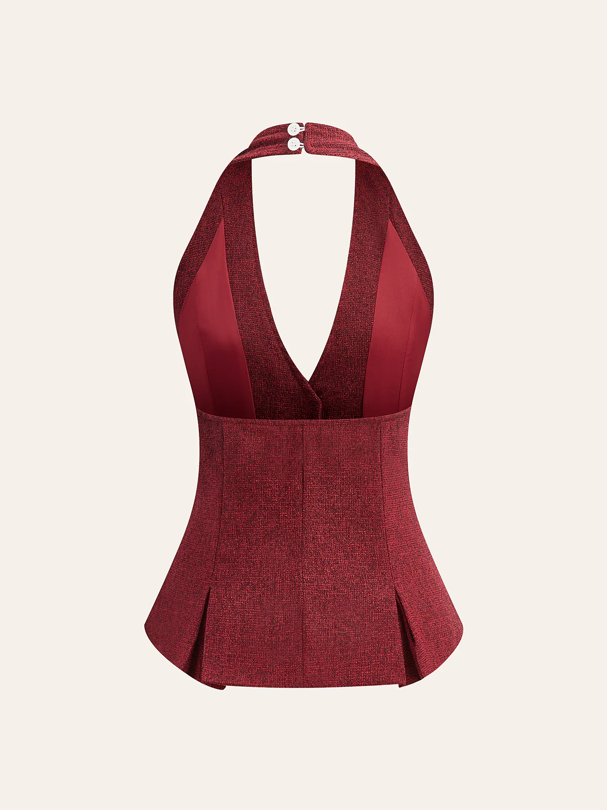 Halter Neck Pearl Button Top - Takermore