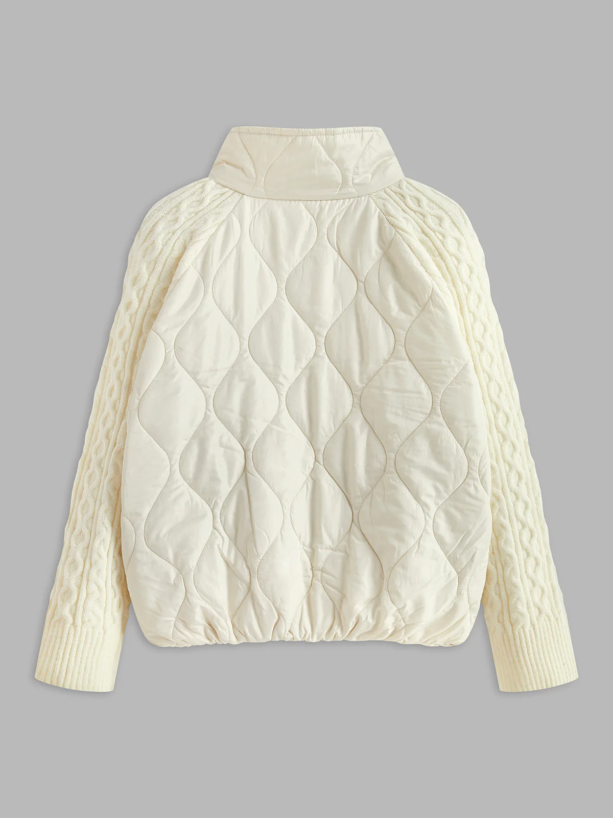 Button-Clasp Neck Panel Knit Outerwear - Takermore