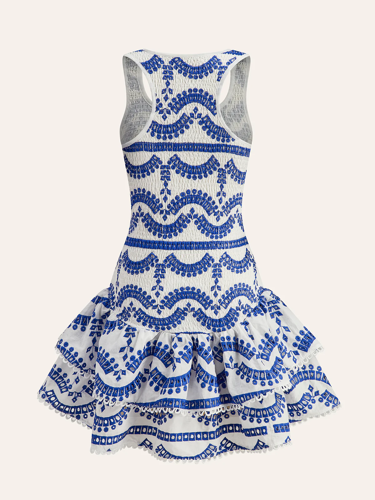Embroidered Ruffled Sleeveless Dress - Takermore