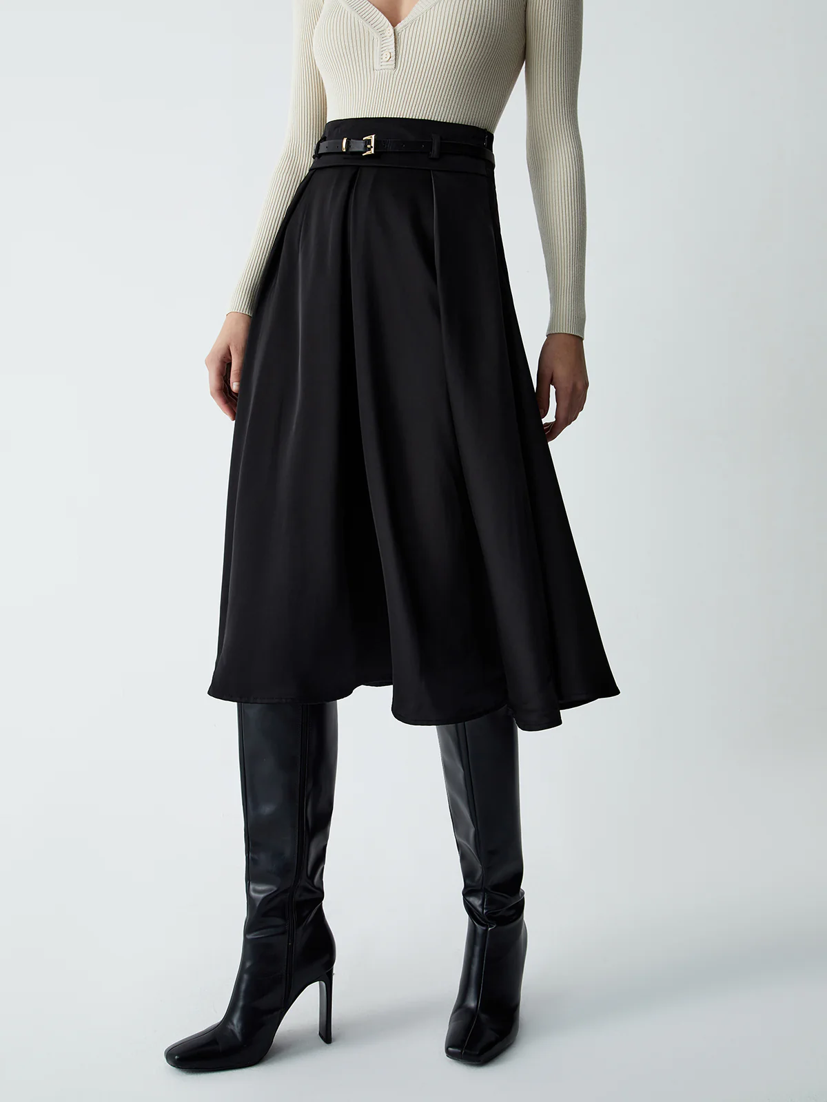 Old Money Aesthetics Belted Skirt - Takermore