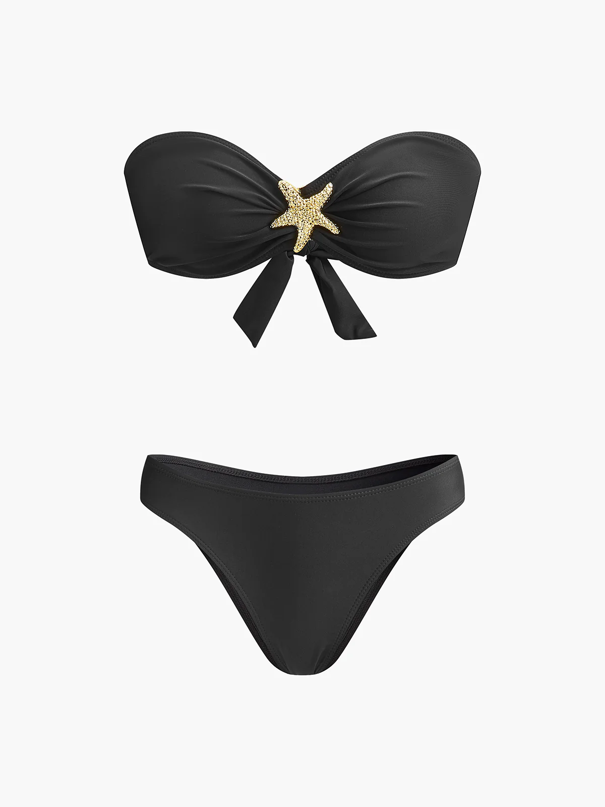 Starfish-Detail Bandeau Bikini With Mesh Skirt - Takermore