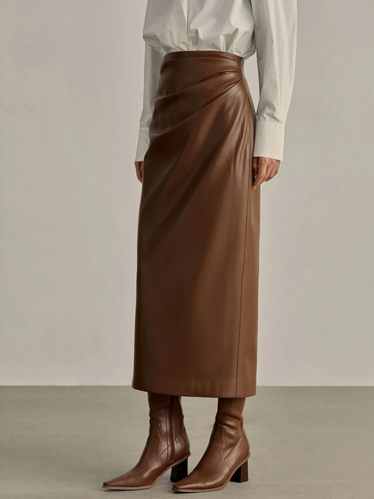 Minimalist PU Leather Skirt - Takermore