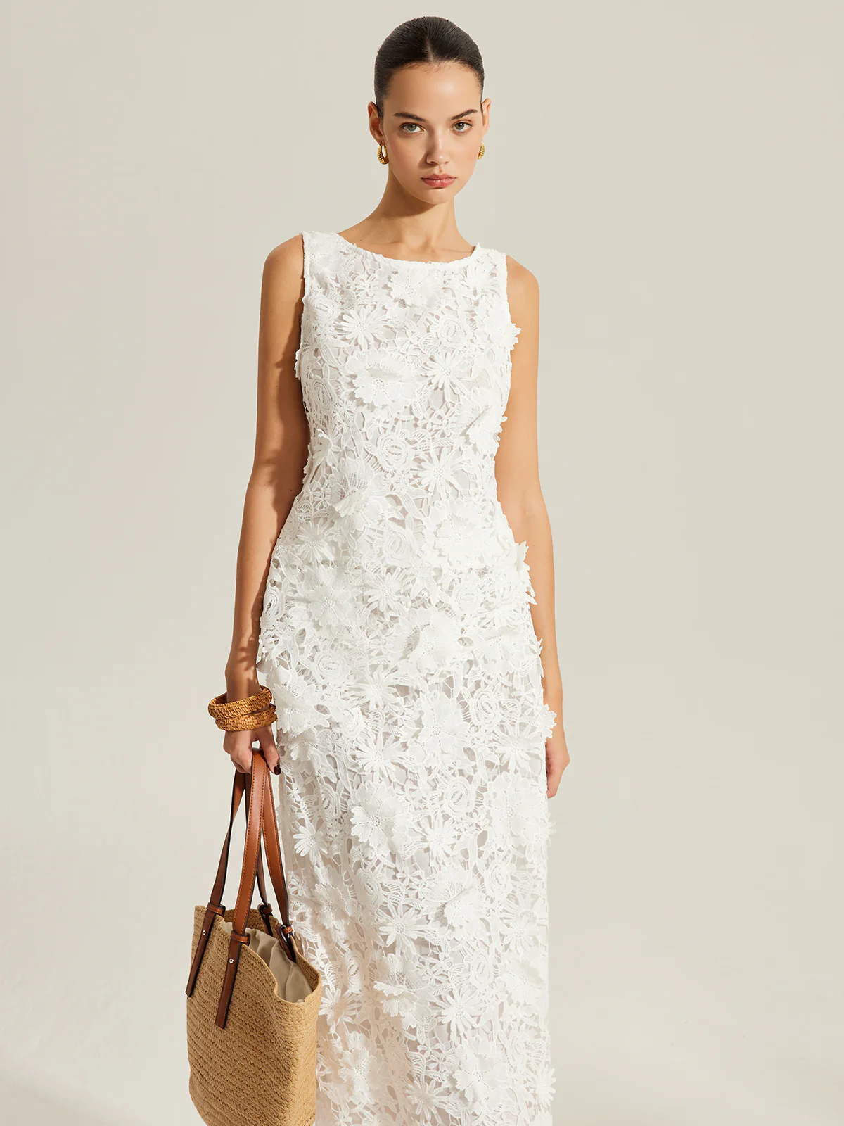 Floral Embroidered Sleeveless Lace Top - Takermore