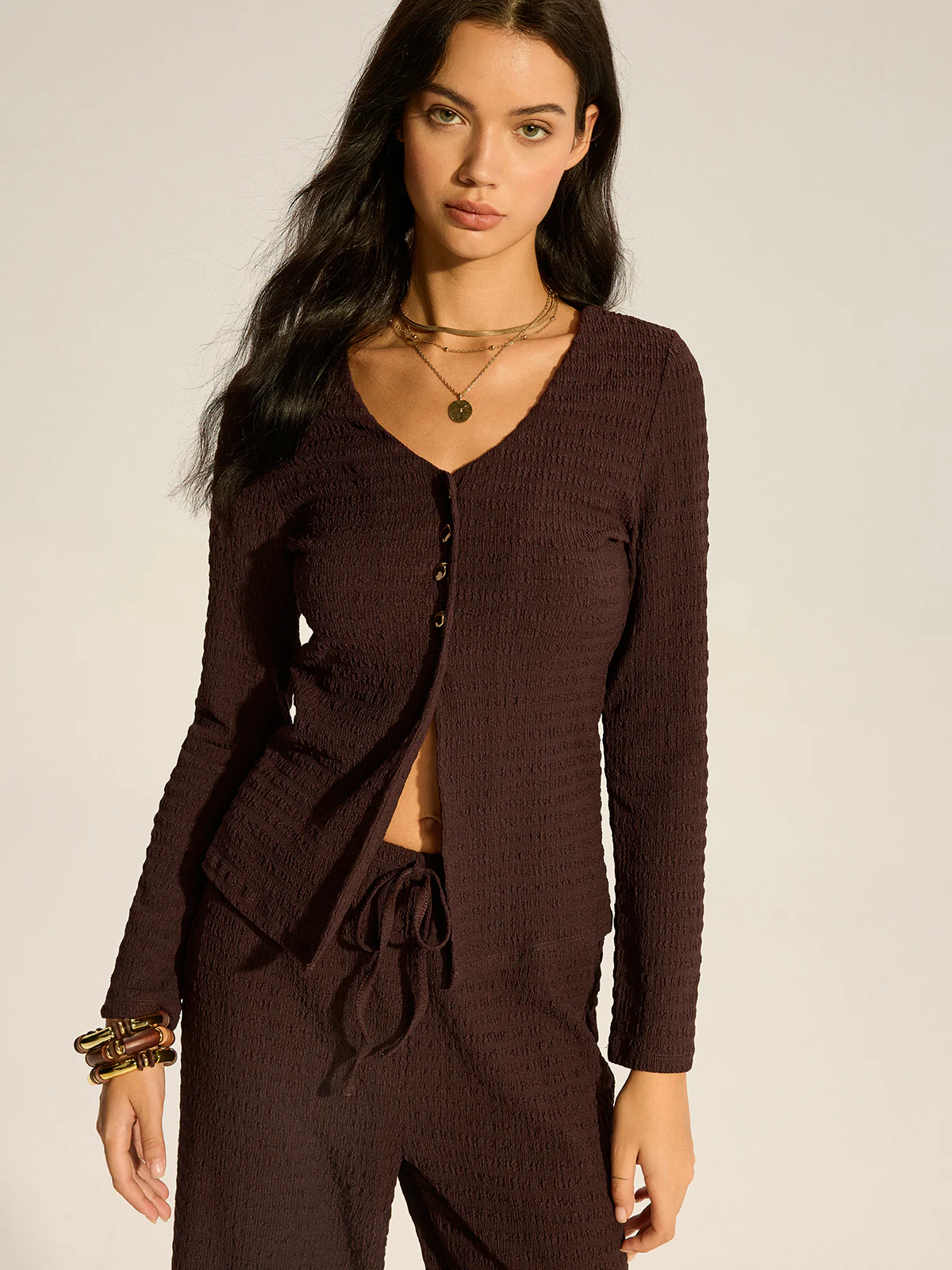 Textured Knit Pants Set - Takermore