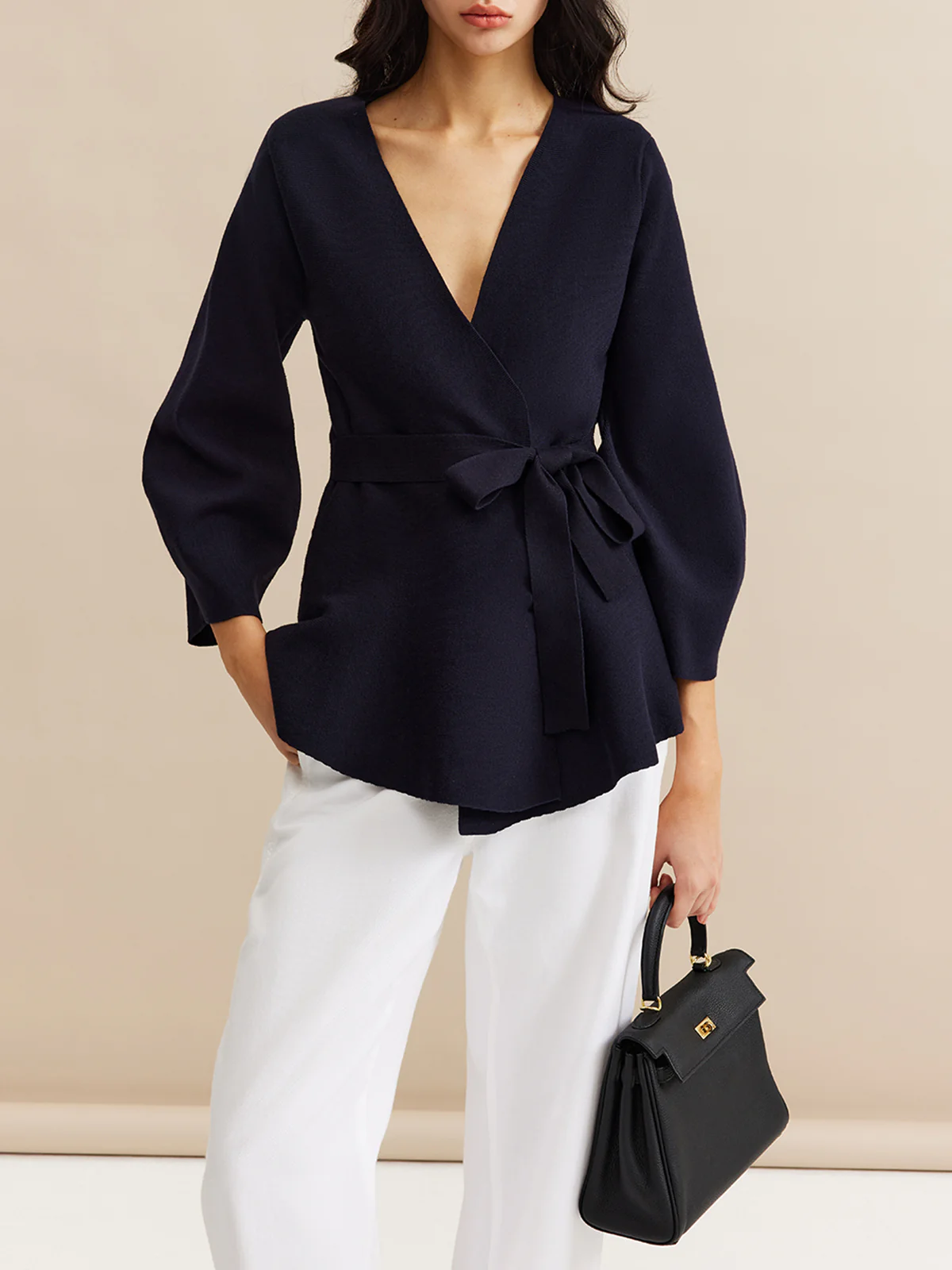 Minimalist Wrap Cardigan With Belt - Takermore