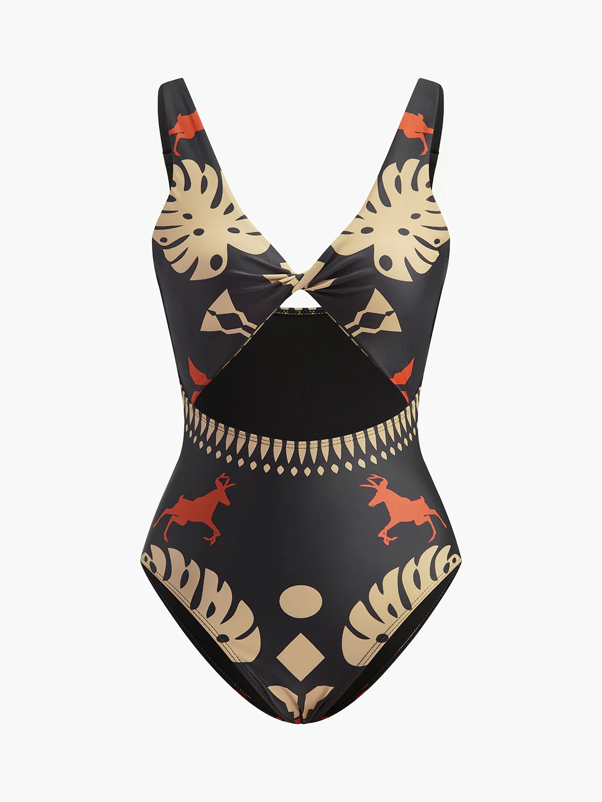 Printed Cutout One-Piece Swimsuit - Takermore