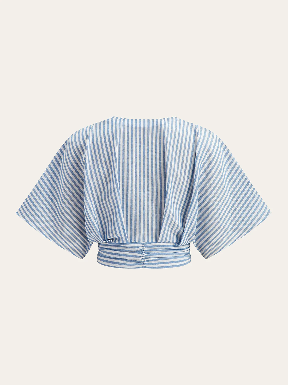 Striped Ruched Metal Decor Blouse - Takermore