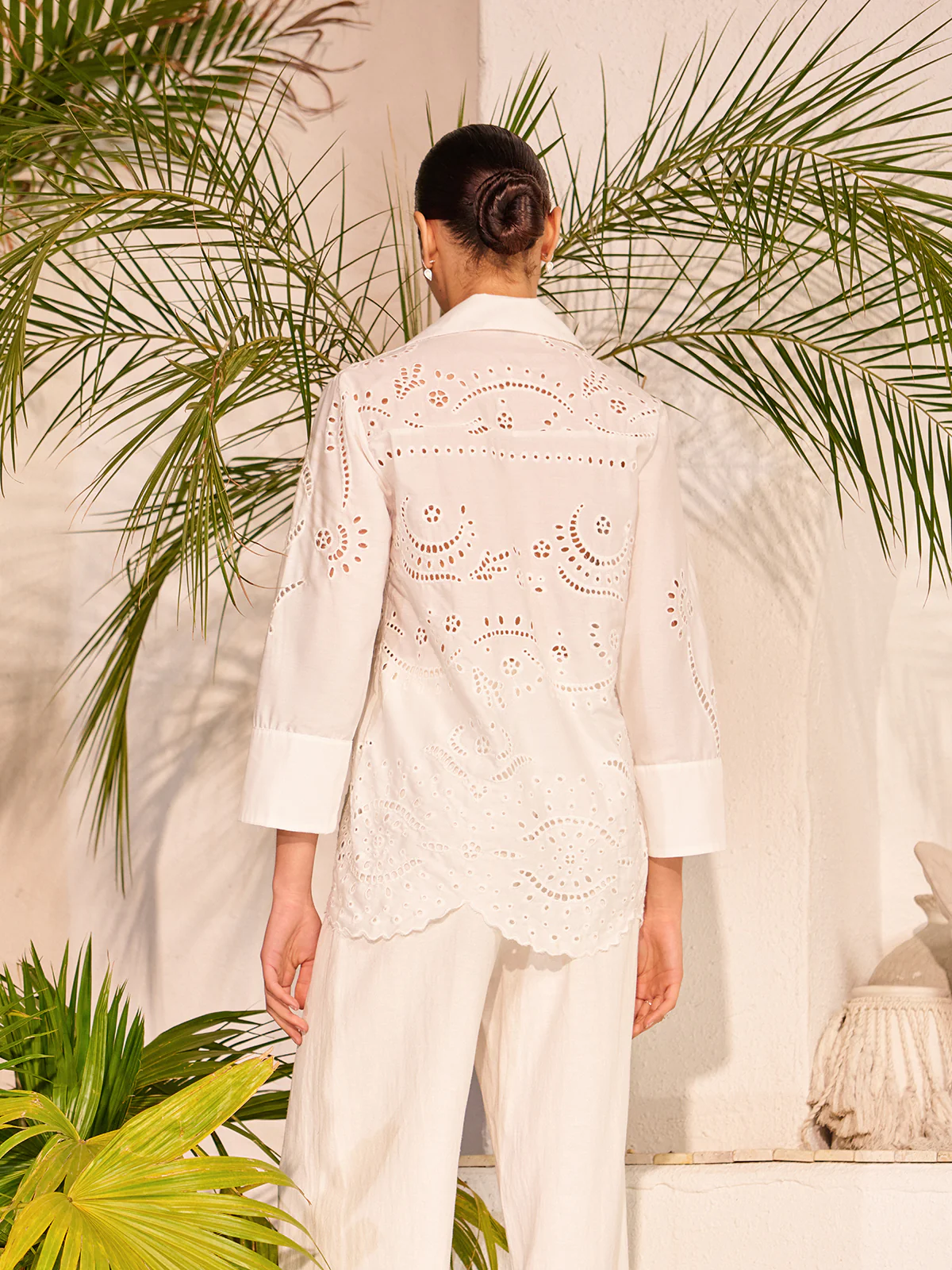 Cotton Eyelet Embroidered Semi-Sheer Top - Takermore