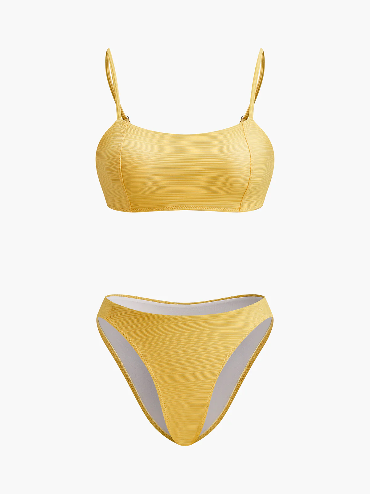 Textured Scoop Neck Bikini Set - Takermore