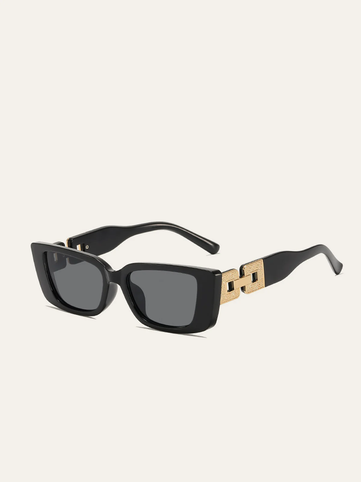 Rectangular Sunglasses with Gold Decorative Hinges - Takermore