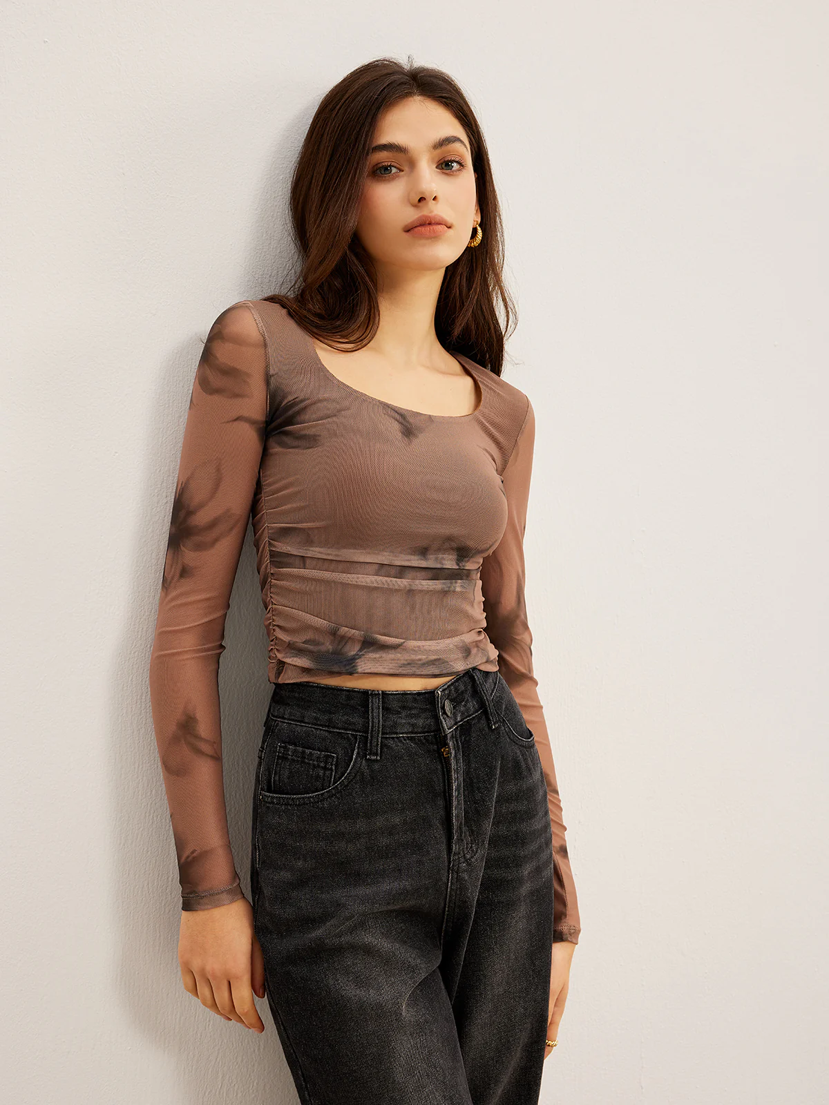 Tye Dye Floral Printed Mesh T-Shirt - Takermore