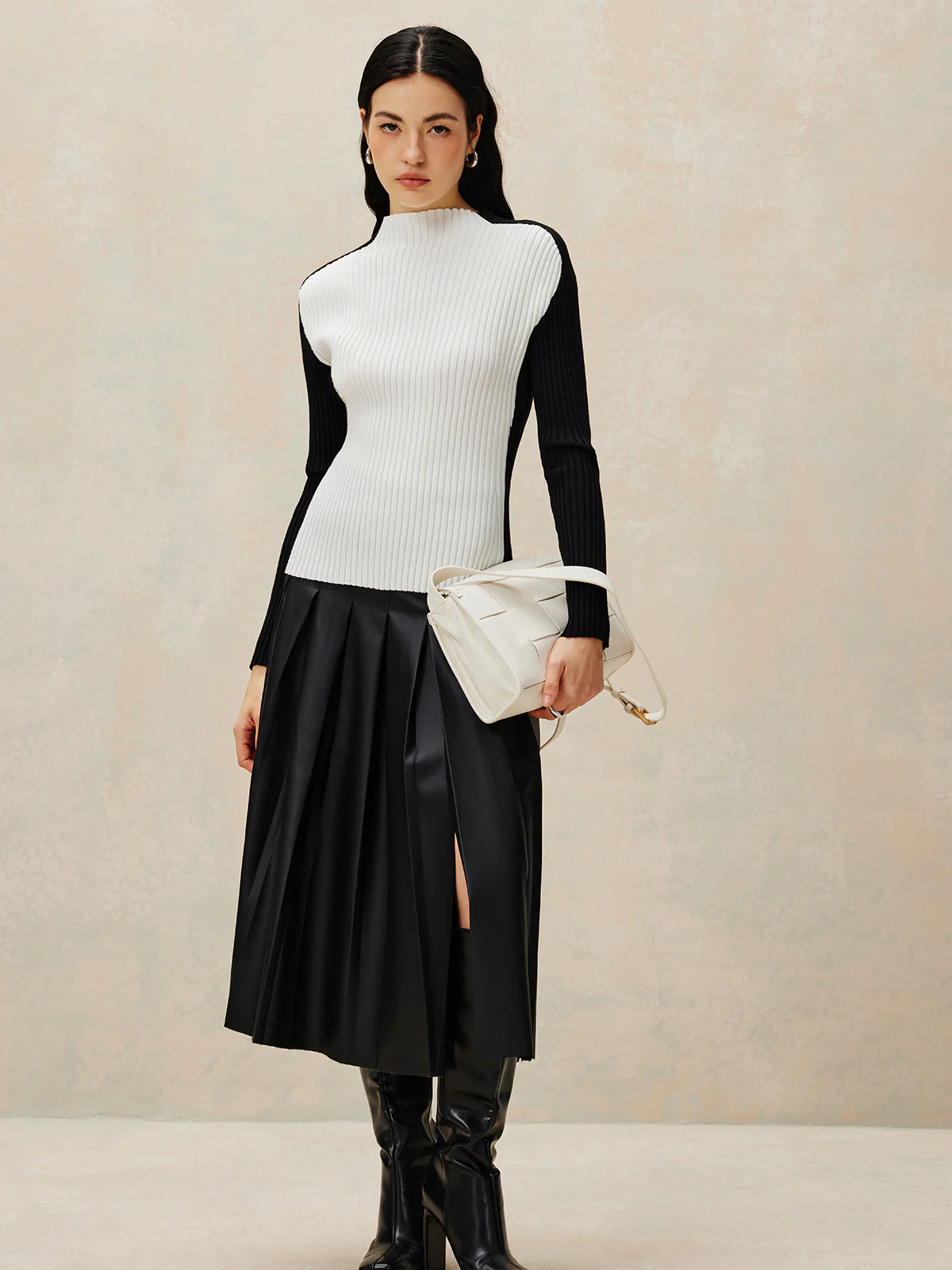 Color Block Ribbed Knit Top - Takermore